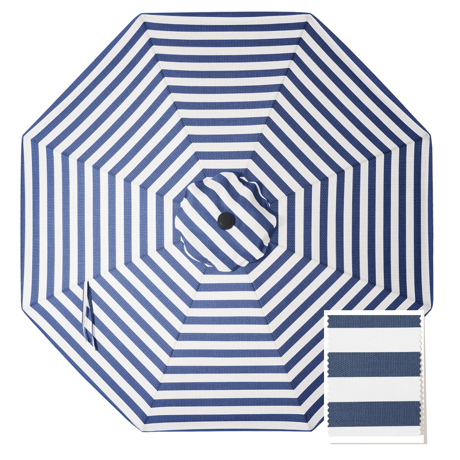 MASTERCANOPY 5-Year-Non-Fading Olefin 9FT Patio Umbrella Replacement Canopy-Navy blue&White Canopy Only