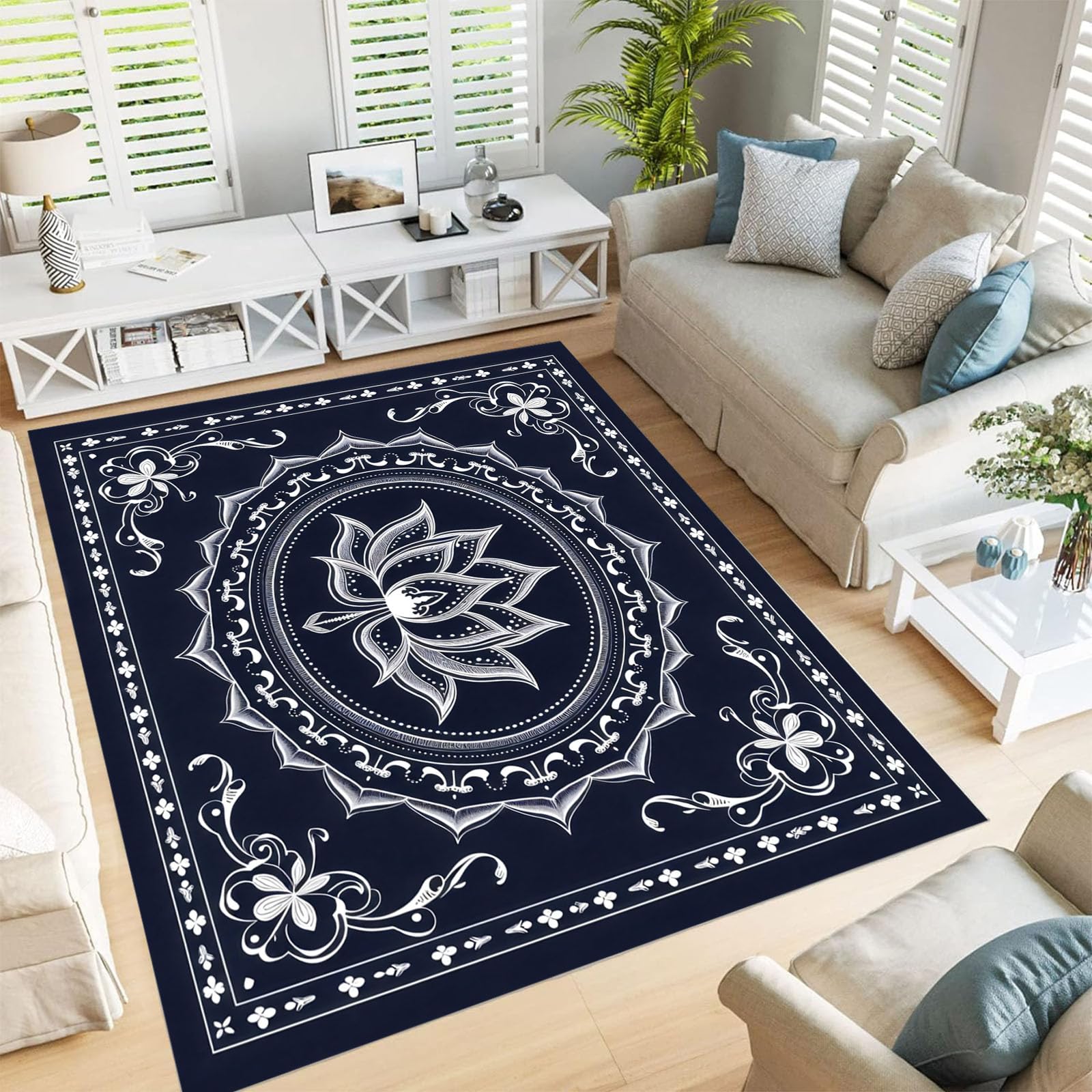 Tapis de salon 120x180cm style oriental doux pour chambre d'ado chic