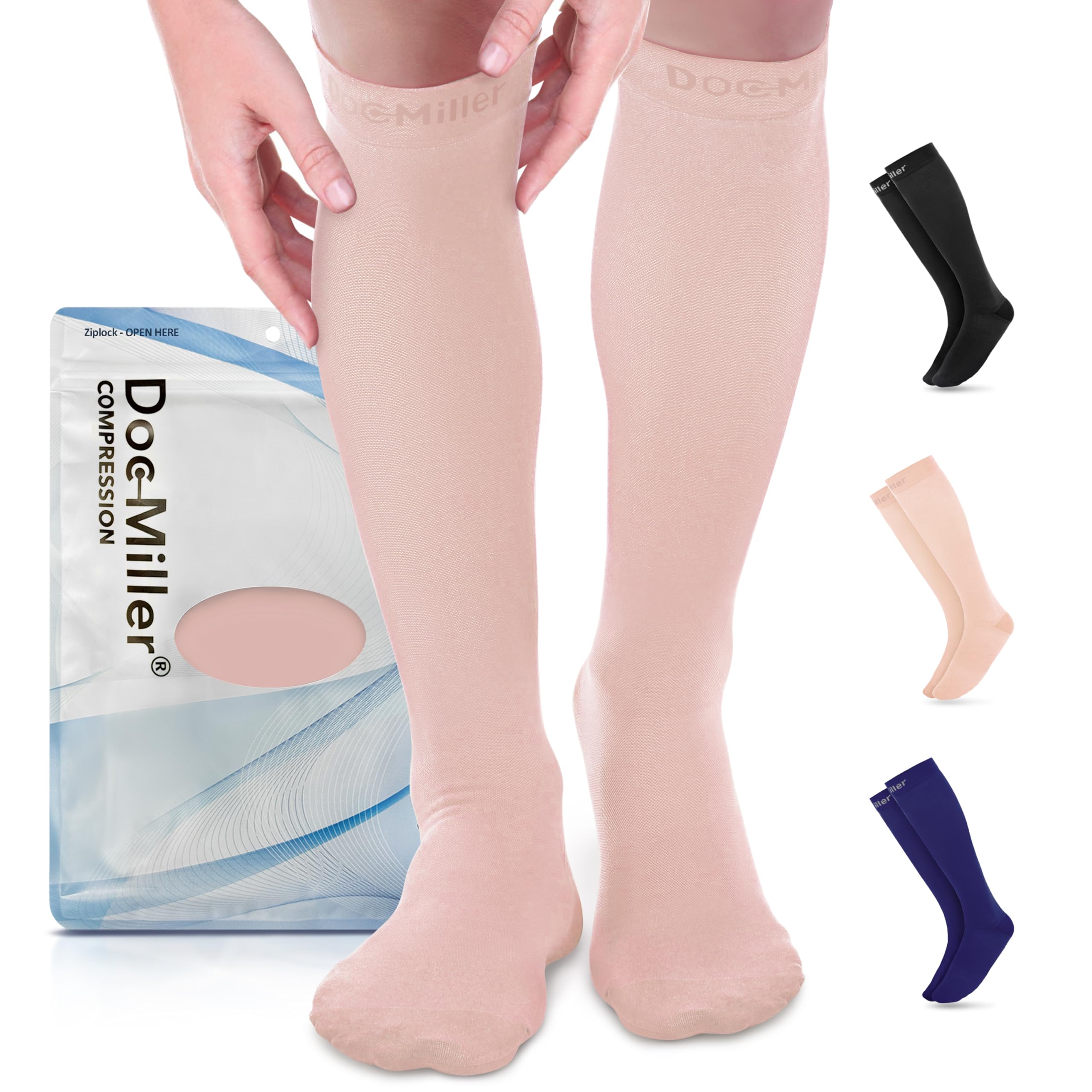 Doc Miller Compression Socks for Women and Men - 15-20mmHg - Graduated Compression Socks for Improved Circulation, Varicose Veins and Shin Splints