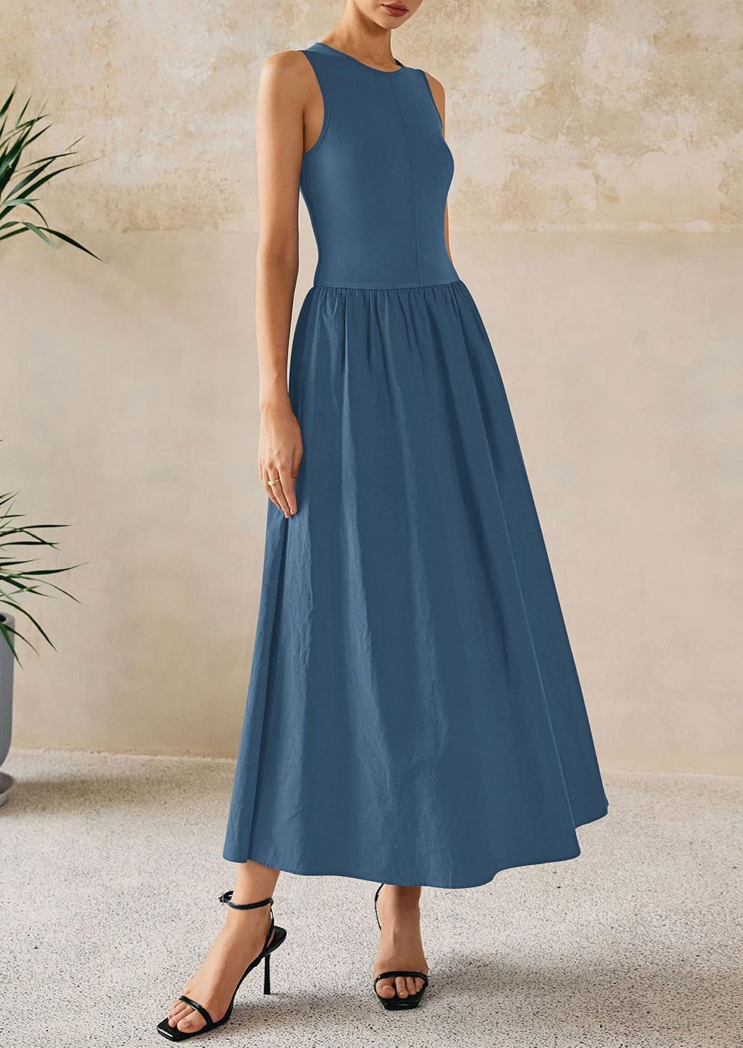 PRETTYGARDEN Maxi Dresses for Women 2026 Summer Casual Sleeveless Patchwork Flowy Vacation Sundress Knit Long Work Tank Dress