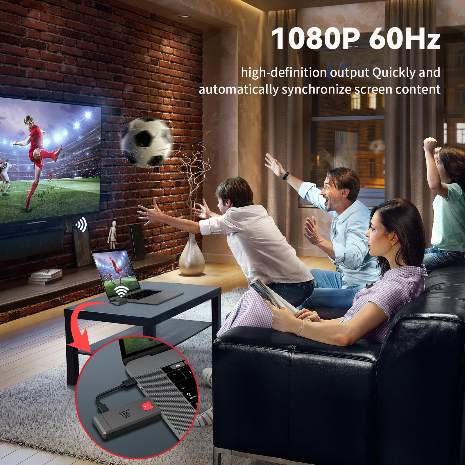 HDMI Wireless, Trasmissione Dual Band 2.4G/5G fino a 80m, Extender Wireless HDMI 1080P@60hz Plug & Play, per Laptop/PC/Fotocamera a HDTV/Proiettore/Monitor