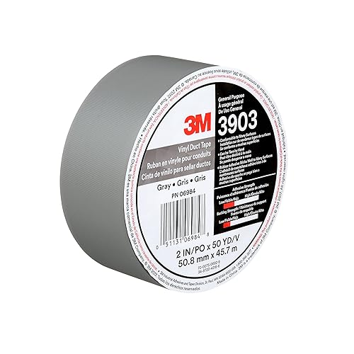 Miniatura 1 de 3M Cinta adhesiva de vinilo 3903, gris de 2 pulgadas de ancho por 50 yardas de largo, 0.248in