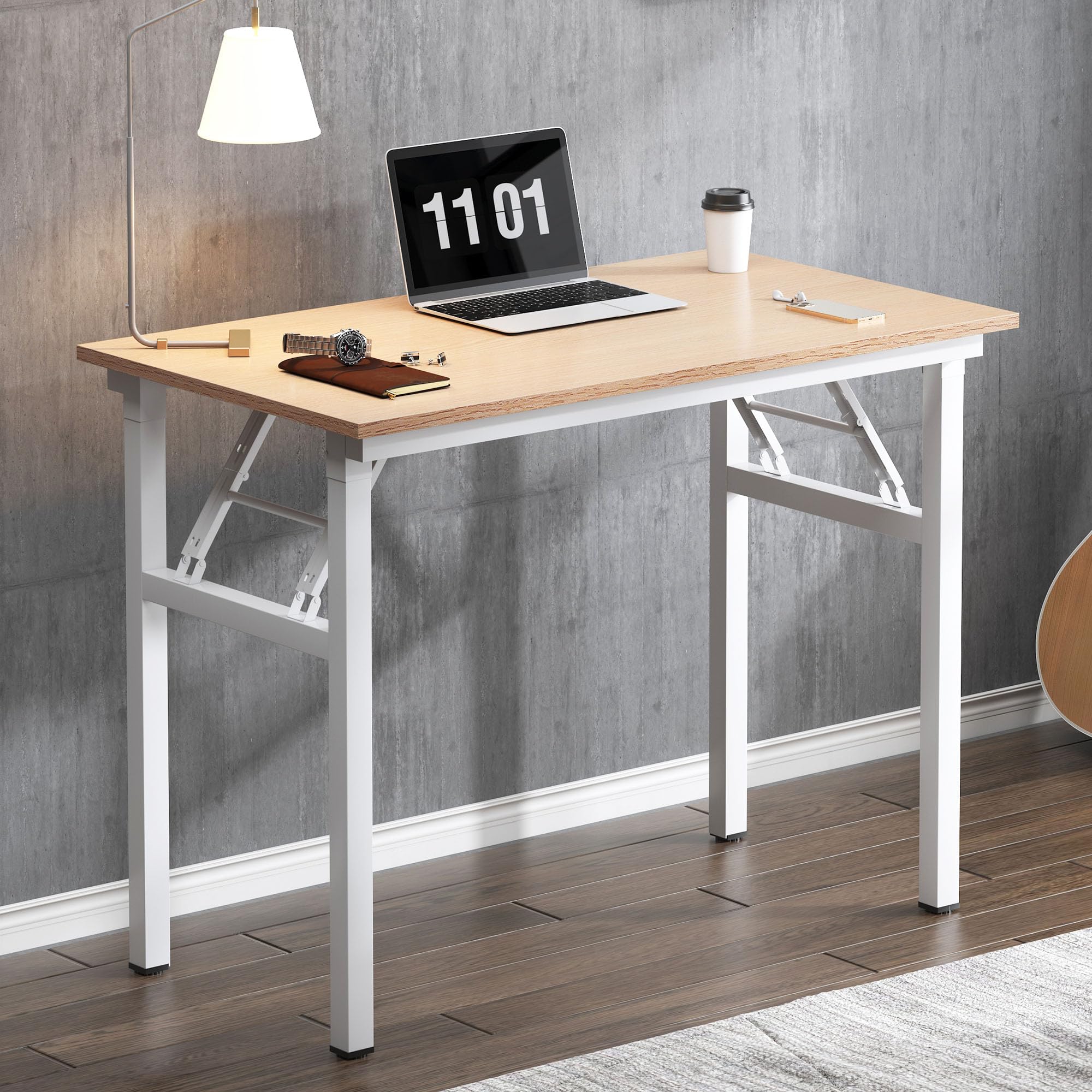 SogesHome Escritorio Plegable para computadora de 80 cm 100 cm 120 cm Escritorio de Ordenador para Oficina, pequeña Mesa de Esquina para Escritura y Estudio (Roble Rosa, 80 cm x 40 cm)