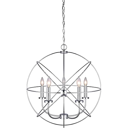 CANARM ICH282B05CH25 Sumerside 5 Light Chandelier, 25.2" x 25.2" x 11.81", Chrome