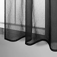 Vista 5 de KOUFALL Cortinas de ventana de baño para ducha, juego de 2 paneles de cortinas cortas transparentes en blanco y negro para cocina, dormitorio