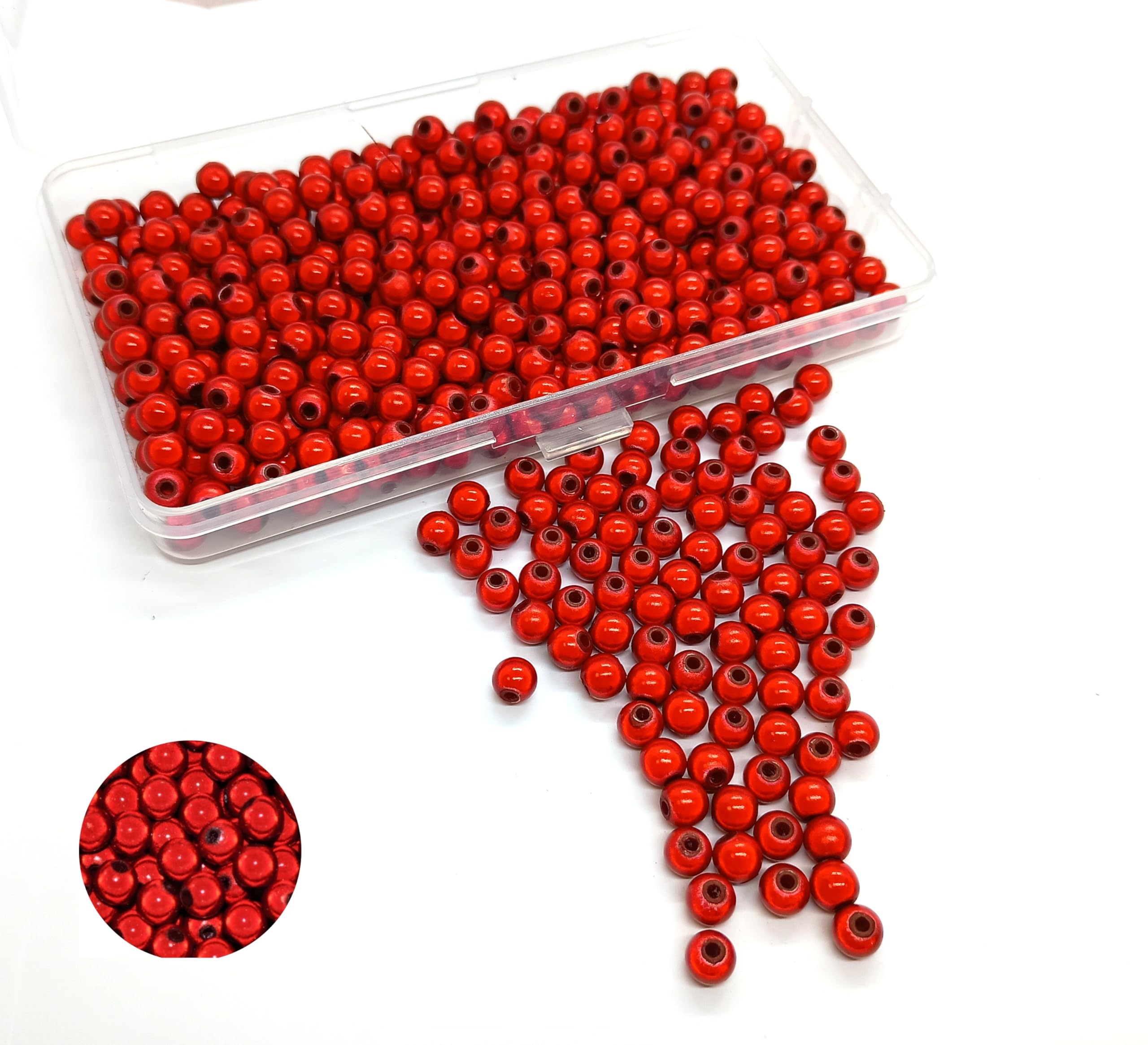 taffbeads A Box of 6mm / 400pcs Round 3D Illusion Acrylic Miracle Beads for DIY Craft Jewellery Making (Red)