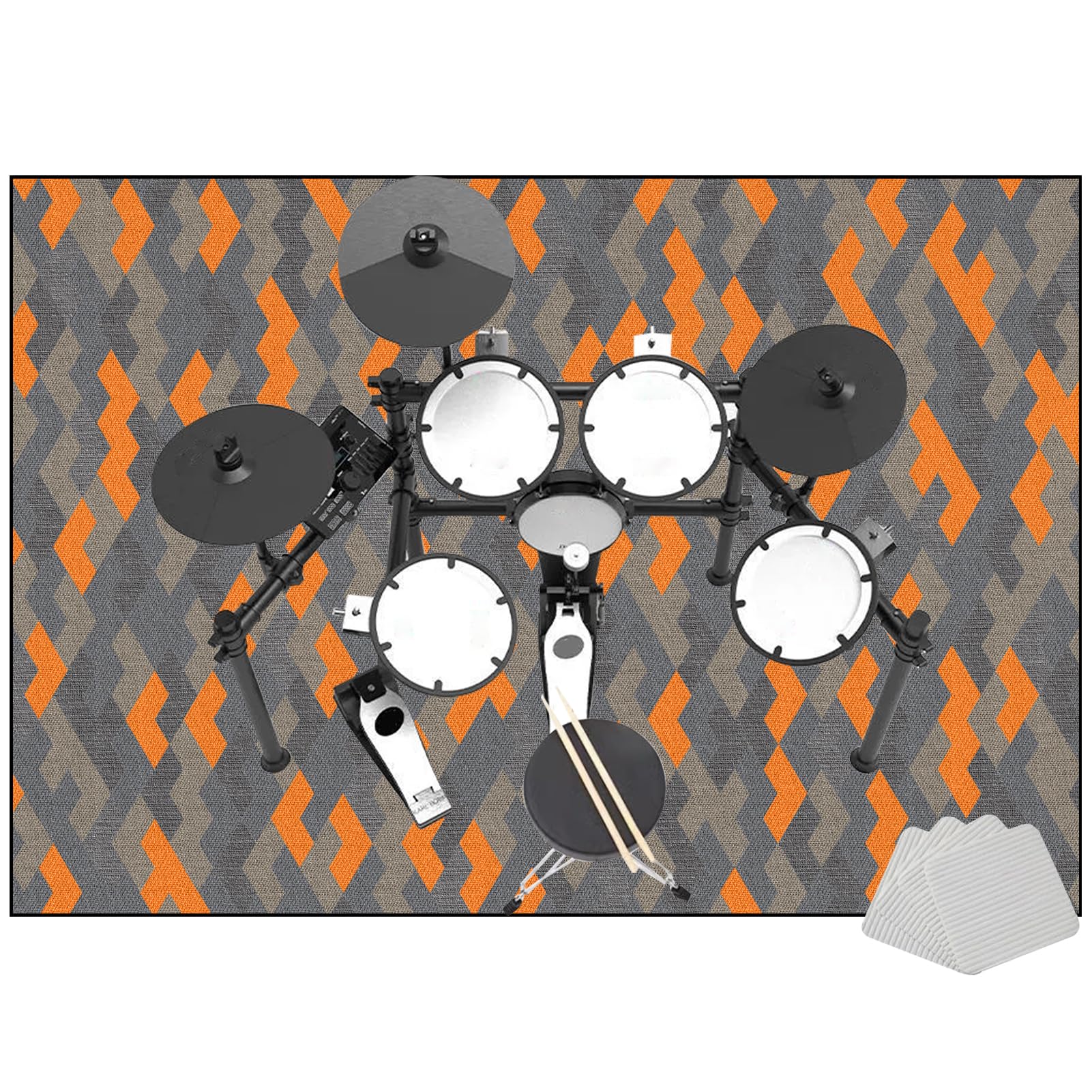 Tappetino professionale per batteria elettronica, 200 x 160 cm, antiscivolo, insonorizzato, per bambini e batteristi, grancassa e rullante, ideale per studi musicali e sessioni di pratica.