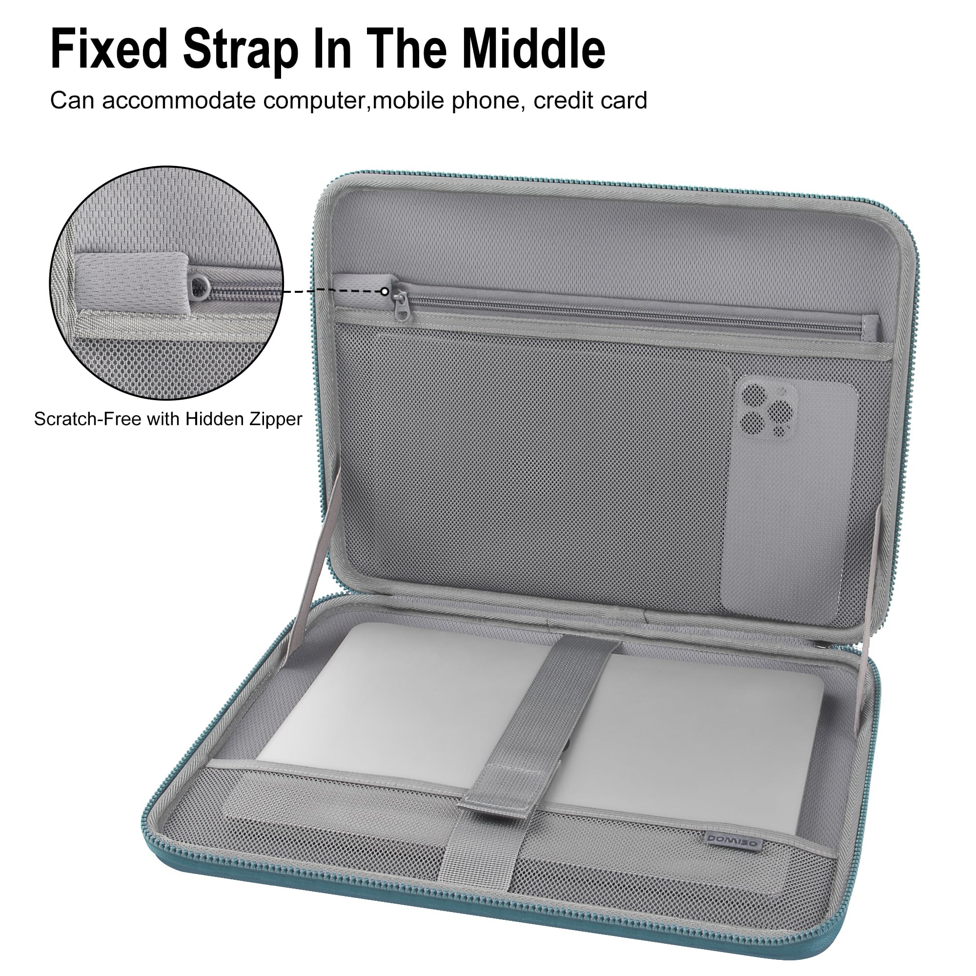 DOMISO Custodia per laptop da 15,6 pollici, robusta, impermeabile, custodia protettiva rigida adatta alla maggior parte dei computer portatili/MacBook Pro/Lenovo ThinkPad/HP ENVY 15/Dell XPS 15, verde