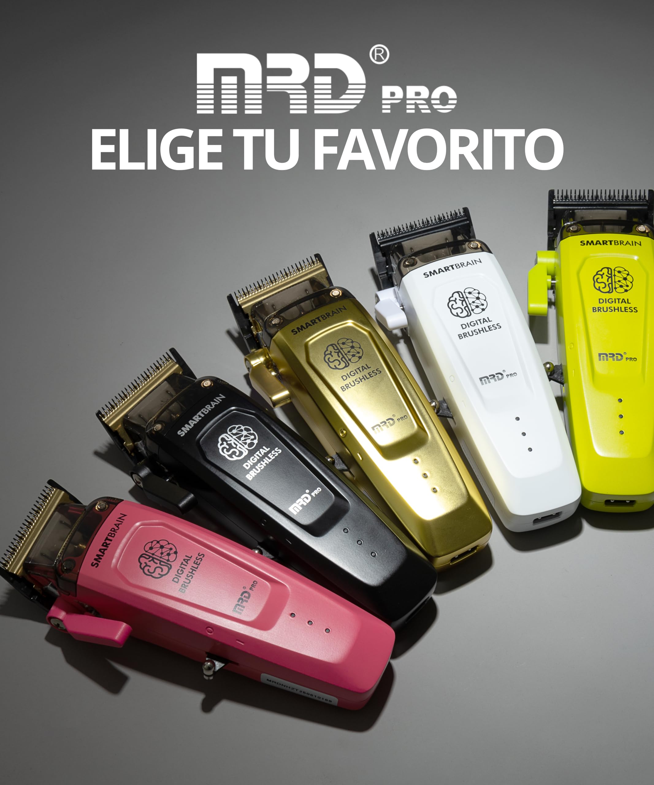 MRD Clipper PRO Smartbrain – Máquina de cortar pelo hombre profesional con motor Brushless, cuchilla DLC Faper y cuerpo metálico, cortapelos MRD pro recargable USB-C