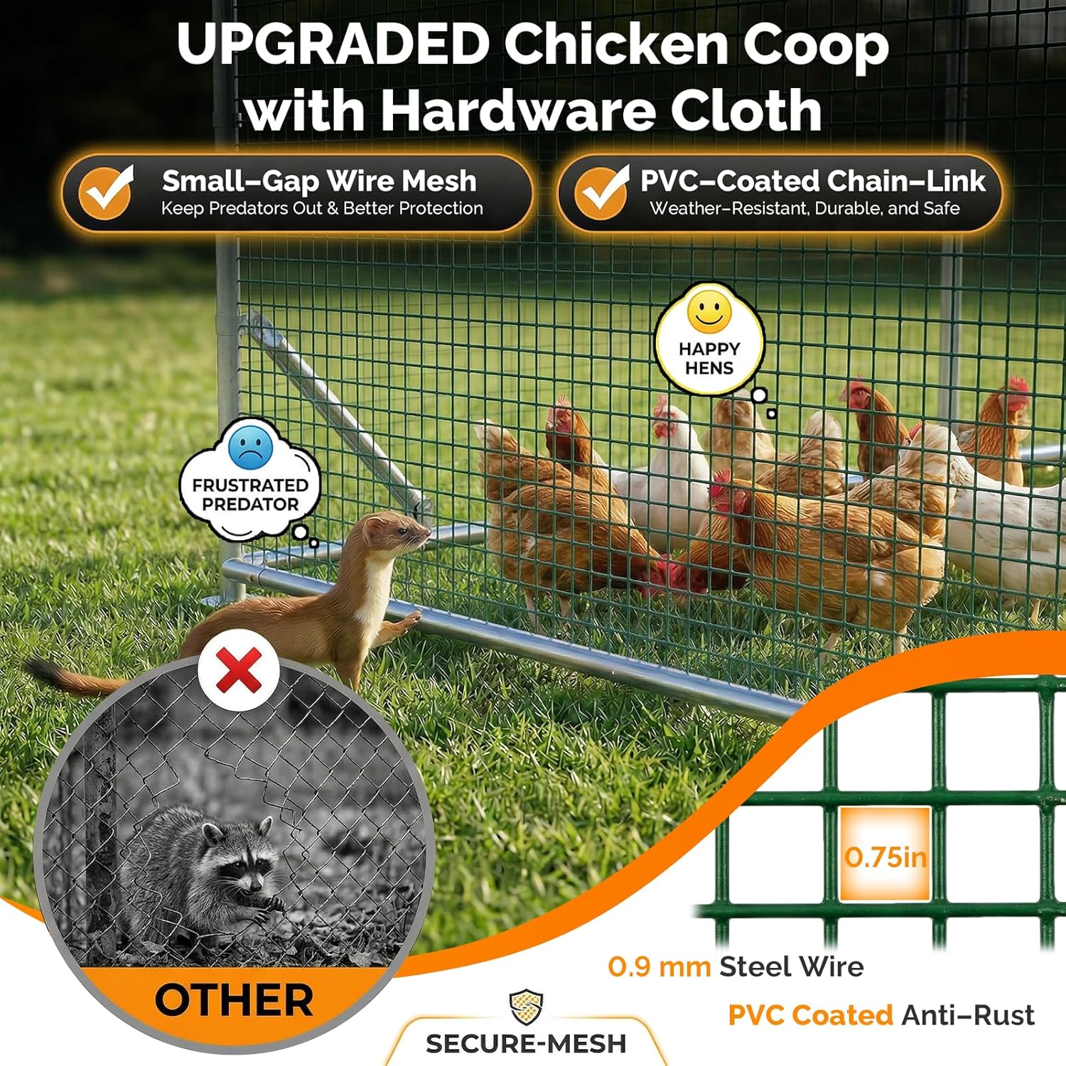 Large Metal Chicken Coop Run with Hardware Cloth, Chicken Runs for Yard with Cover, Walk in Chicken Coop Fence Pen Enclosure for Hen,Duck,Poultry Cage (11.8 x 8.9 x 6.4FT, for 20 Chickens)