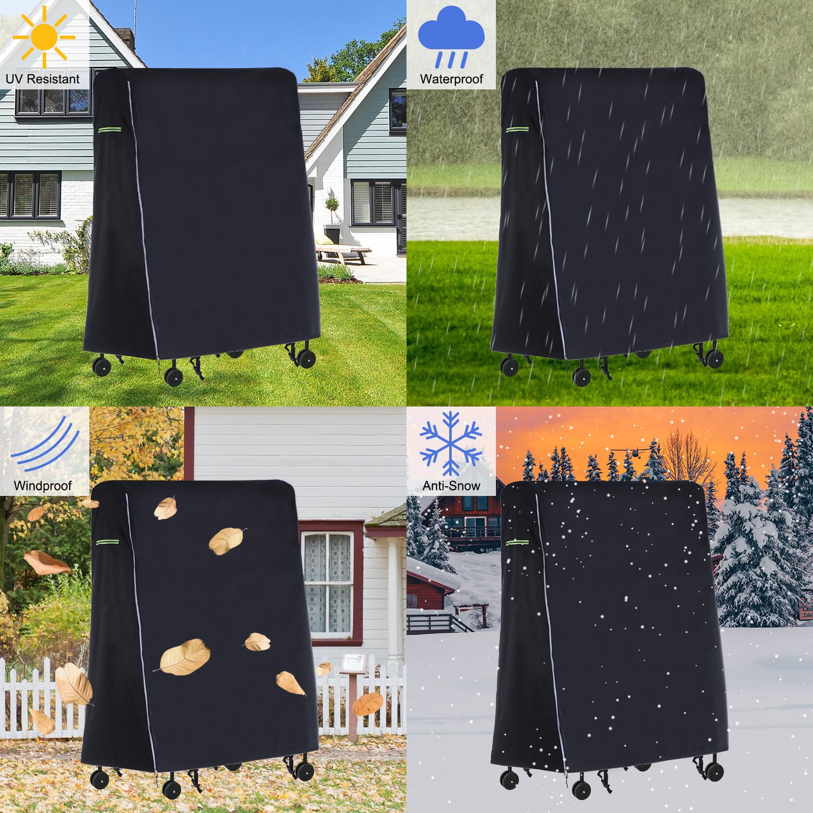 PATIKIL Funda Plegable para Mesa de Ping-Pong, 65" x 28" x 73" Funda para Mesa de Tenis de Mesa 600D Oxford Impermeable y Plegable con Bolsa de Almacenamiento y Cremallera, Negro