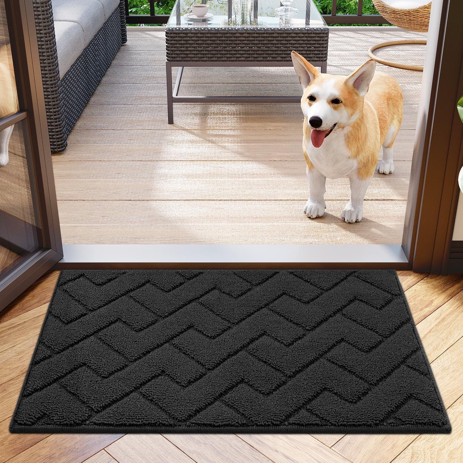 TrendMakers Dirt Stopper Door Mat Carpet Runner 60cm x 160cm Grey/Black