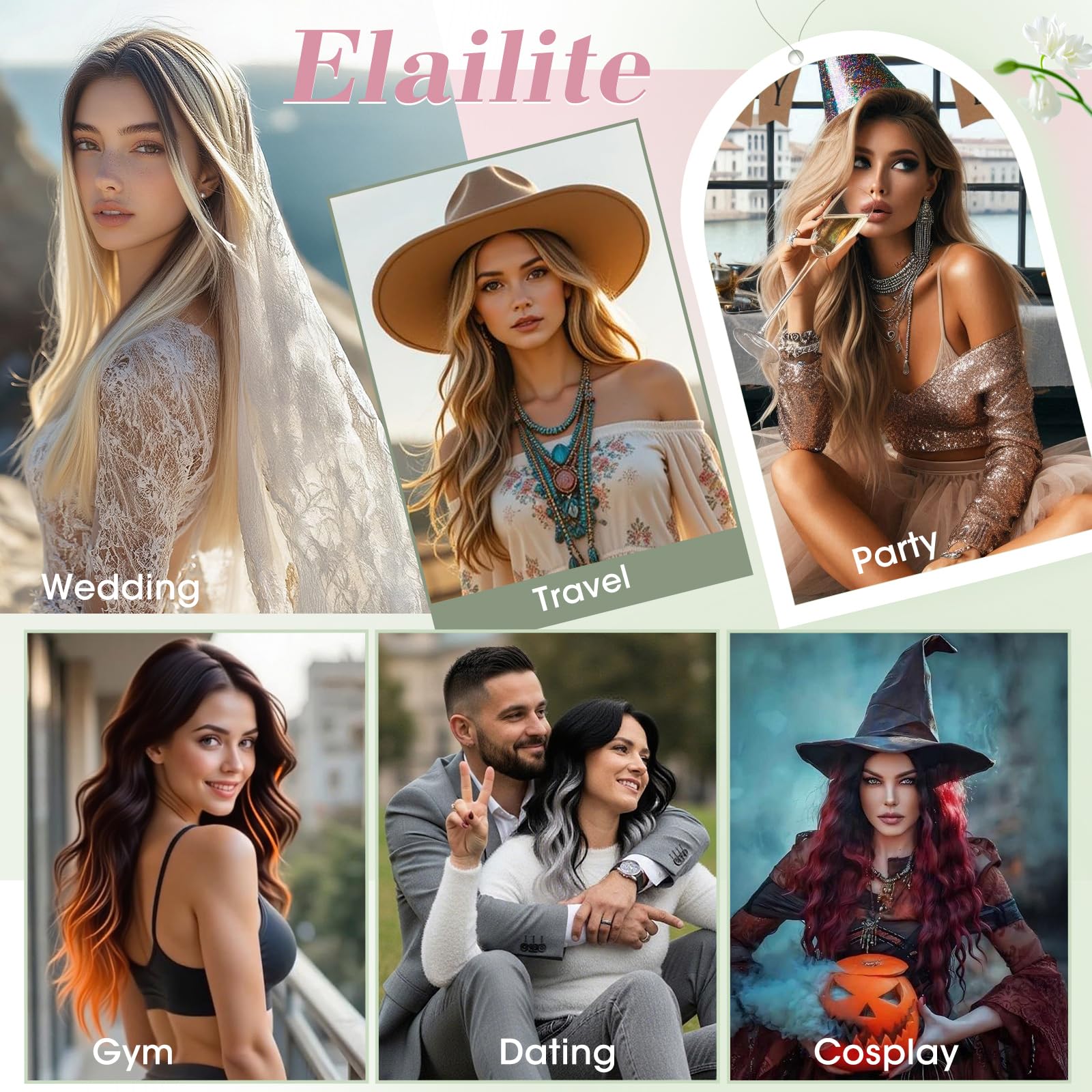 Elailite Echthaar Extensions Clip Balayage Silk Lace in Tressen 6Stücke Clip in Haarverlängerung Unsichtbar 40g 40cm für Volumen/Meches #18P613