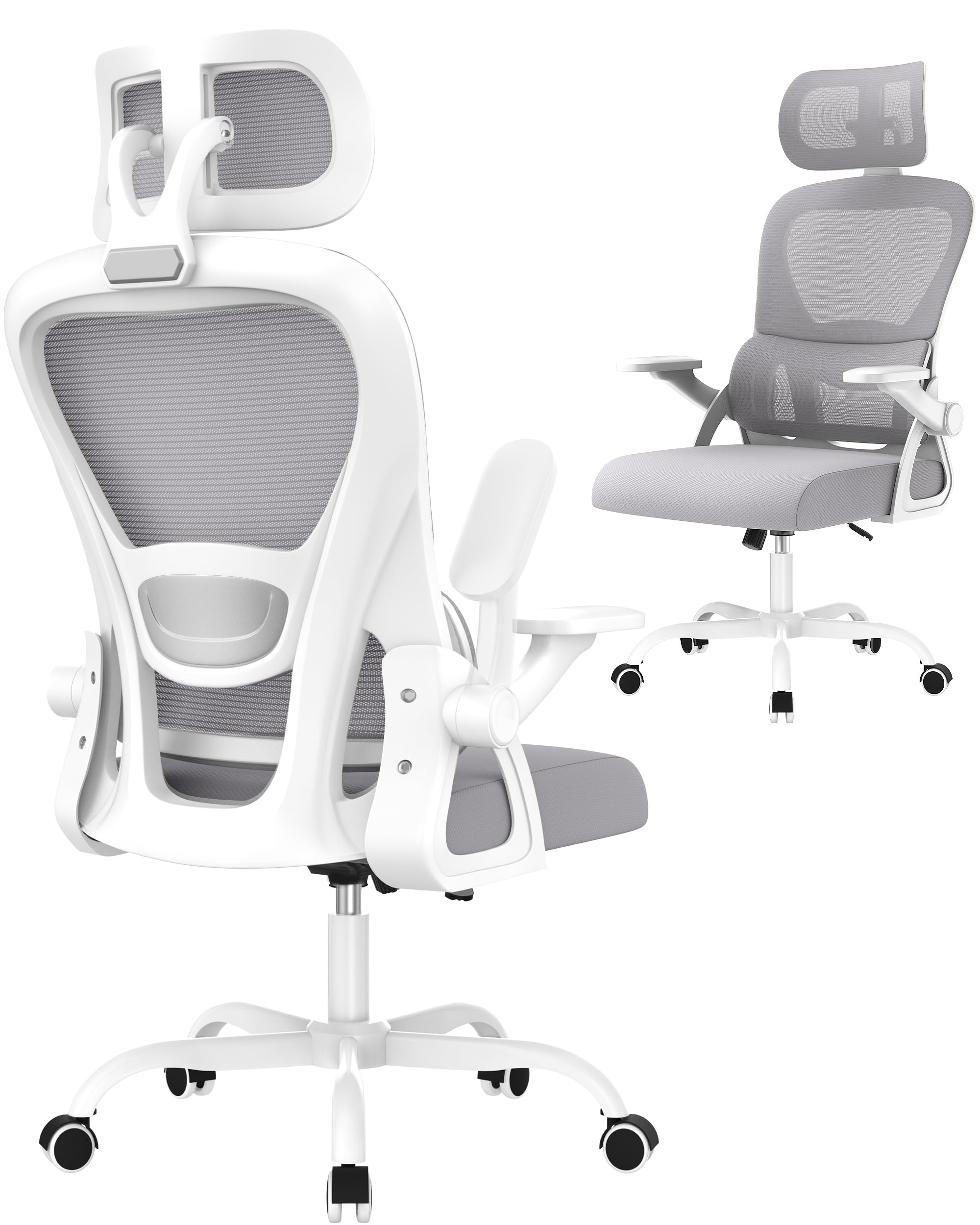 naspaluro Chaise de Bureau Ergonomique avec Support Lombaire, Gris