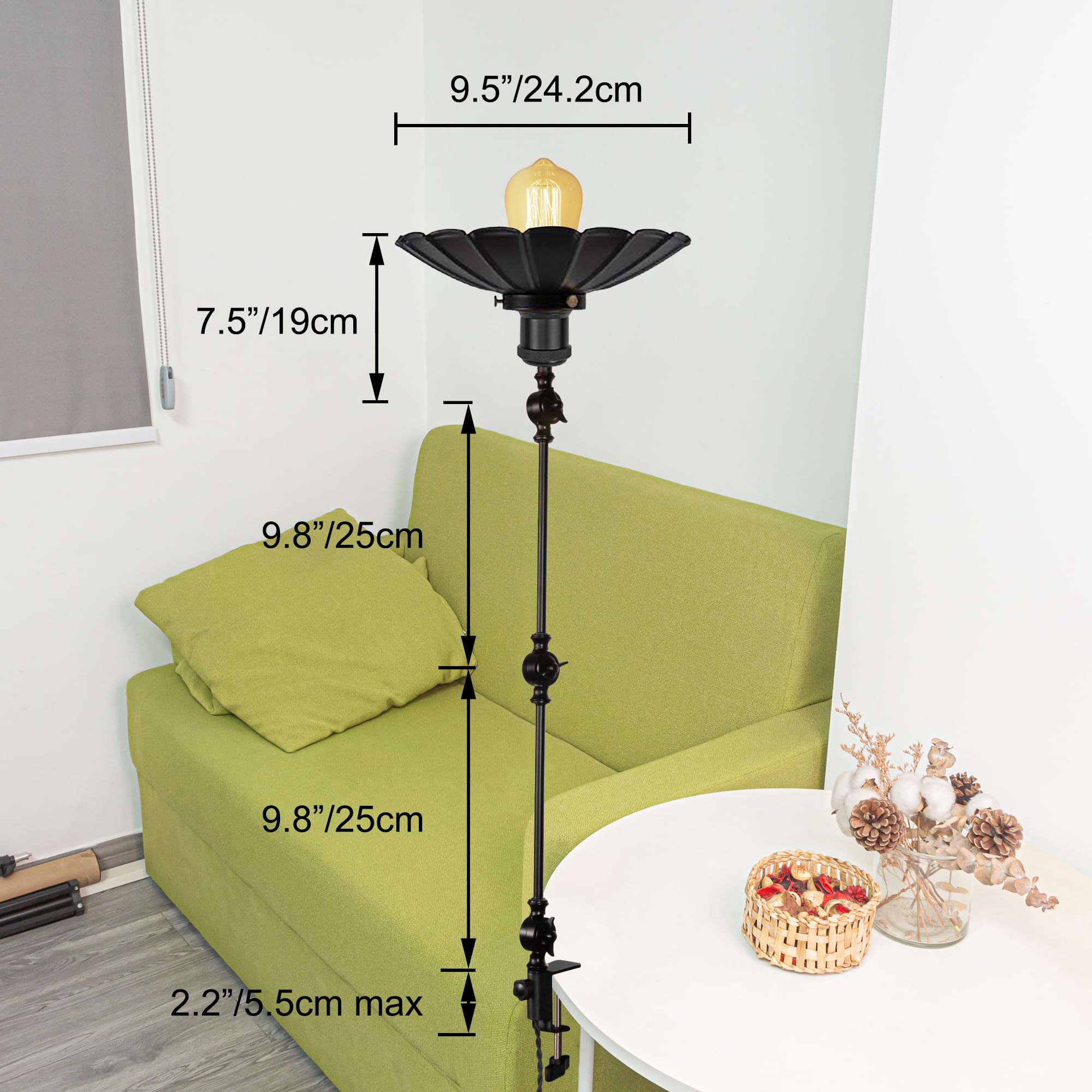 Lampada a morsetto retrò, 1 confezione di lampada da lettura con cavo da 2,5 m, dimmerabile, lampada da comodino, lampada da scrivania per ufficio, uso domestico, attacco E27 DZ0149