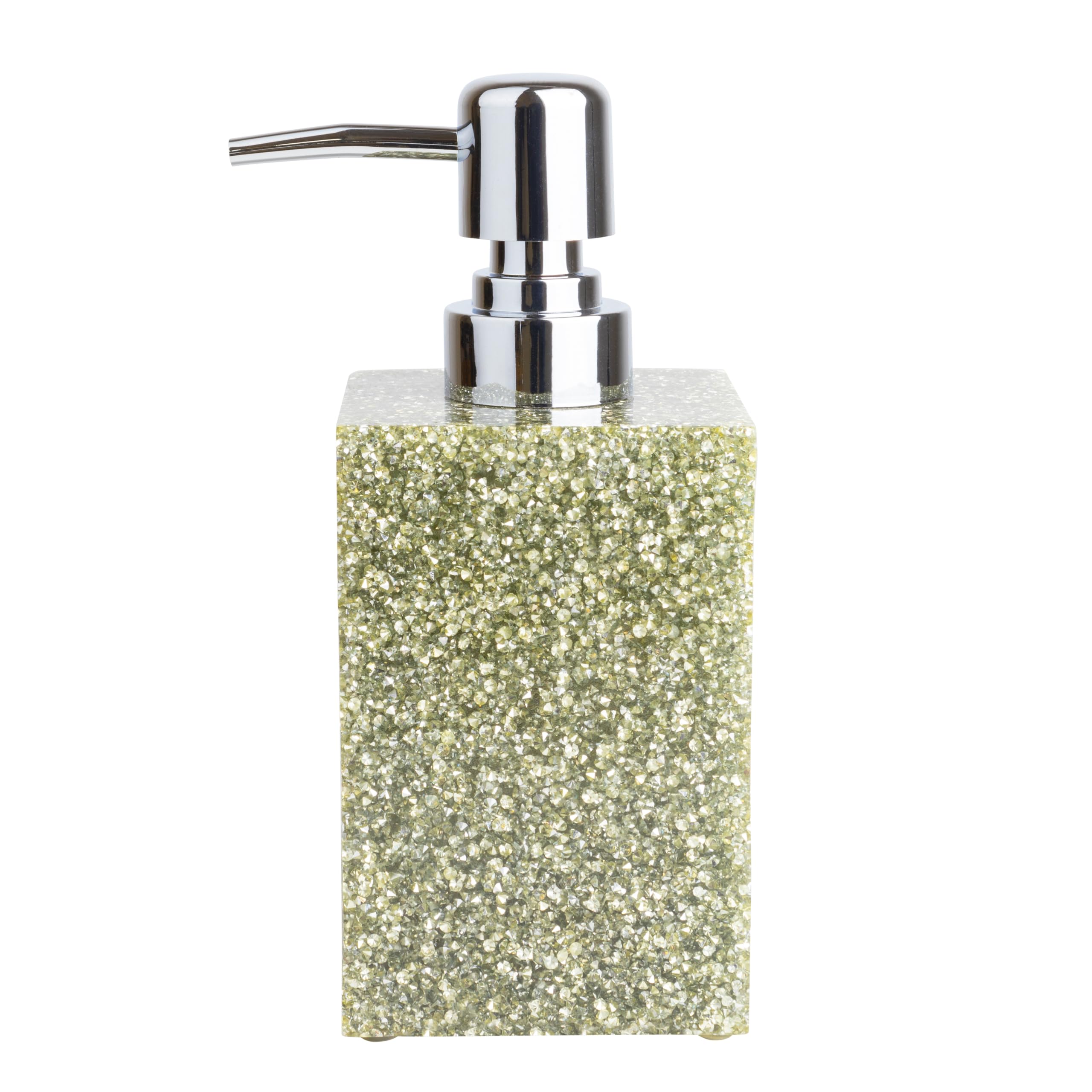 Luminous Soap Dispenser, Sparkling Rhinestones in Resin, Durable, Non-Porous, for Luxury Bathroom Decor Accessories, Silver, 2.5x6.5, Sold