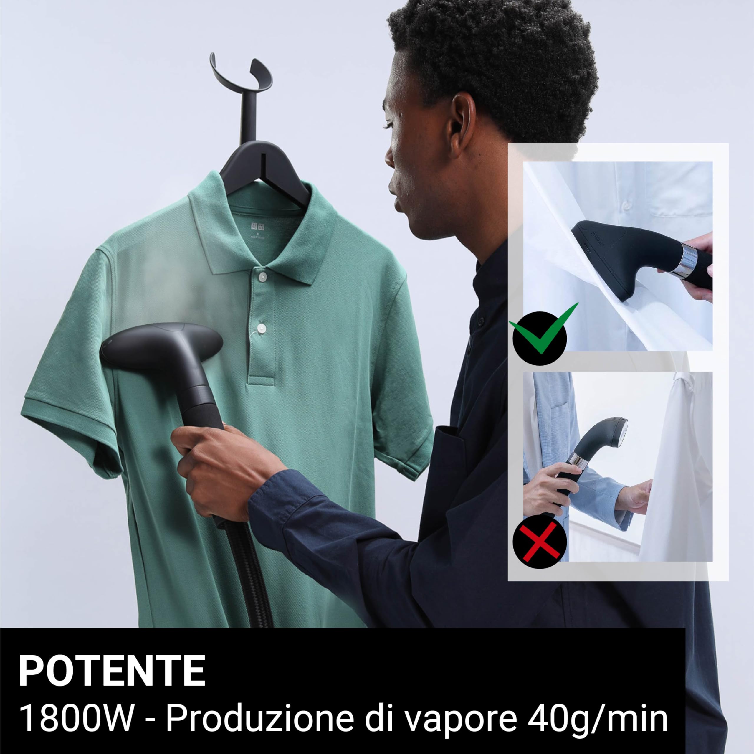 SteamOne Daily Stiratrice Verticale Nera 1800W - Serbatoio 1,8L
