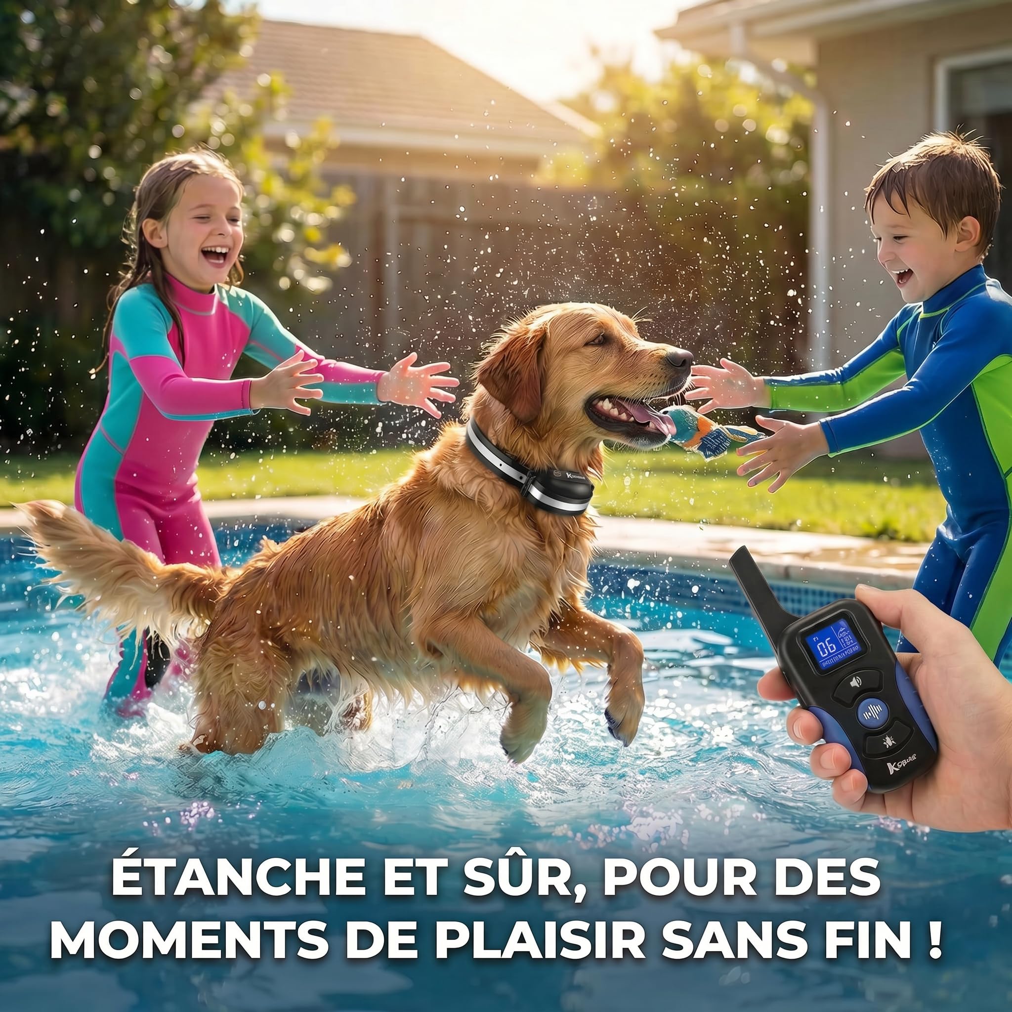 Collier de Dressage pour Chien sans Choc Électrique avec Télécommande, Ebook Éducatif Inclus, Vibration et Lumière – Étanche IP67 – Adapté à Tous Les Chiens – KATYMIL