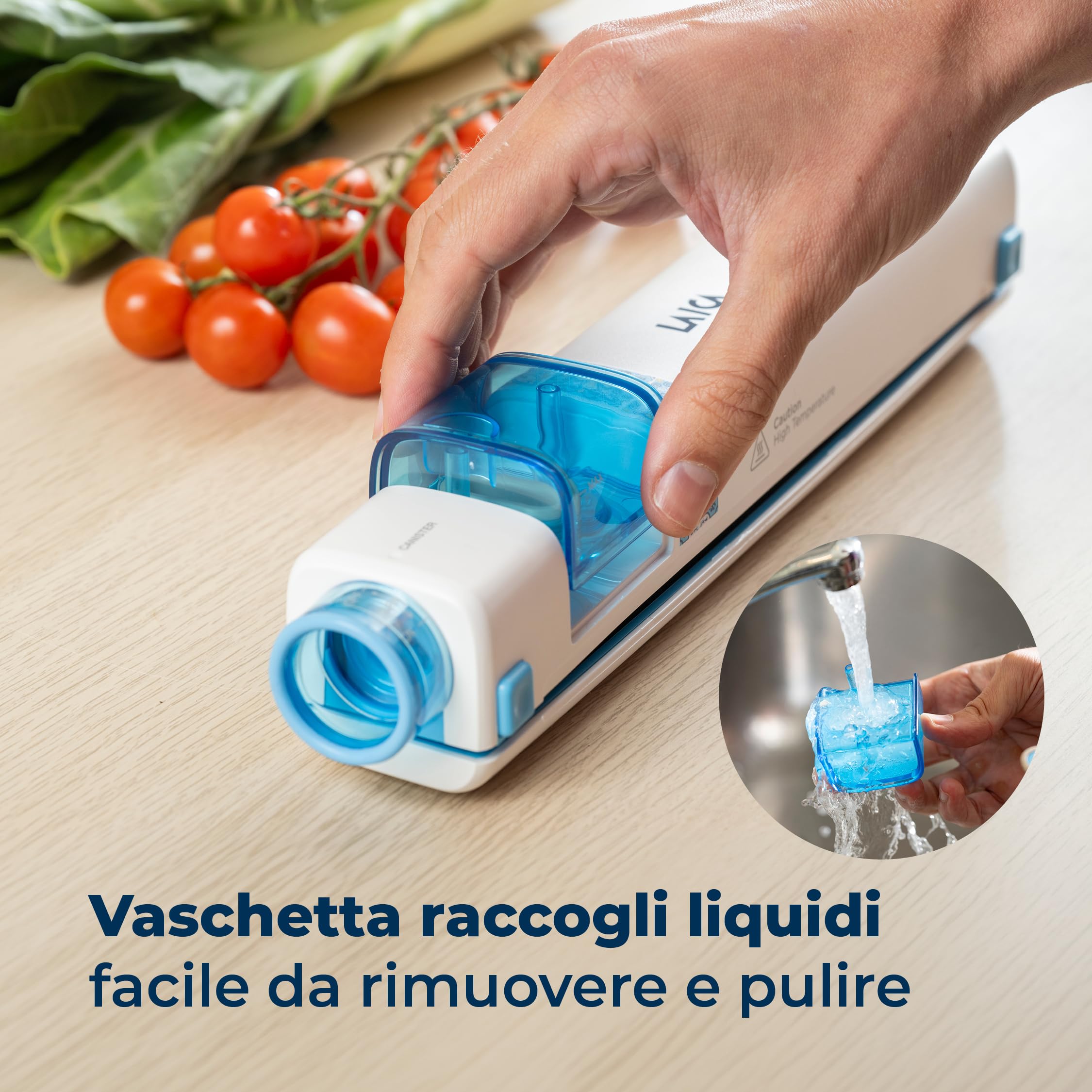 LAICA VT3206 Macchina Sottovuoto Alimenti Senza Fili - Automatica e Compatta, Ricarica USB-C - Conserva i Cibi Fino a 5 Volte Più a Lungo - Camera Raccogli Liquidi, Taglierina e Rotolo Inclusi