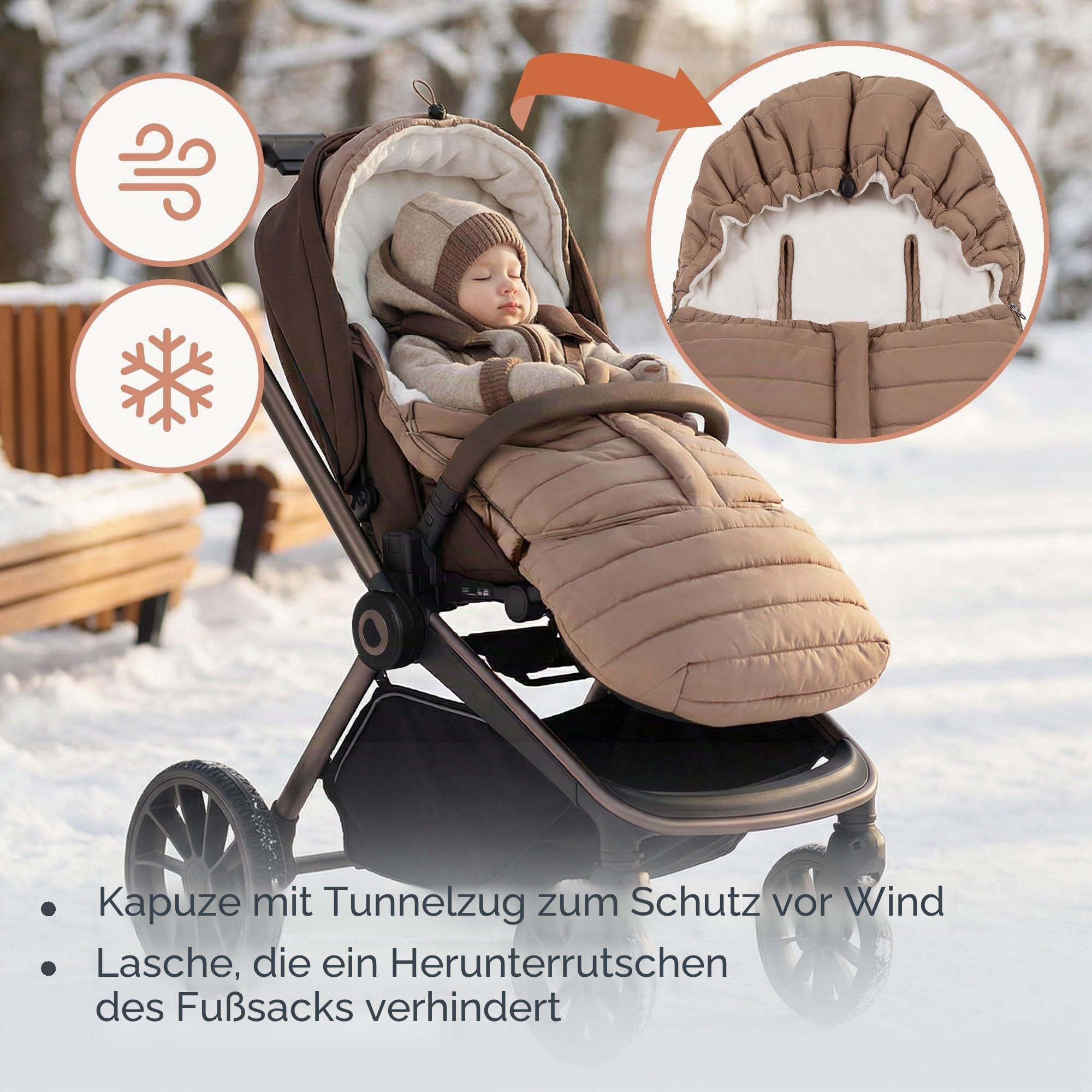 Lionelo Oli Winterfußsack Kinderwagen – Universal für Buggy & Babywanne | Öffnungen für 5-Punkt-Gurt, wasserabweisend, warm bis −20°C, mit Reißverschluss, waschbar, hypoallergen