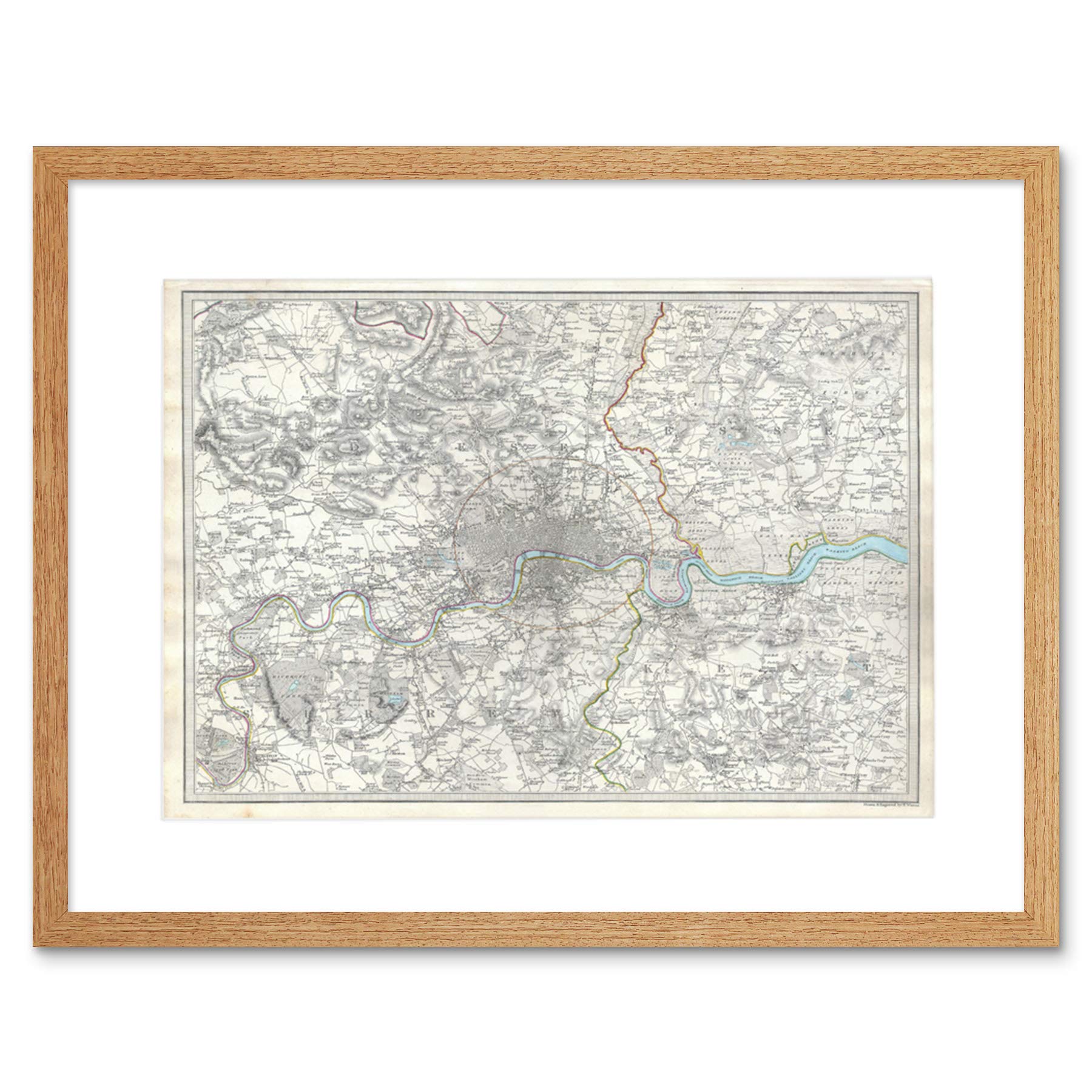 Wee Blue Coo Map Illustrated Antique Sduk London Framed Wall Art Print