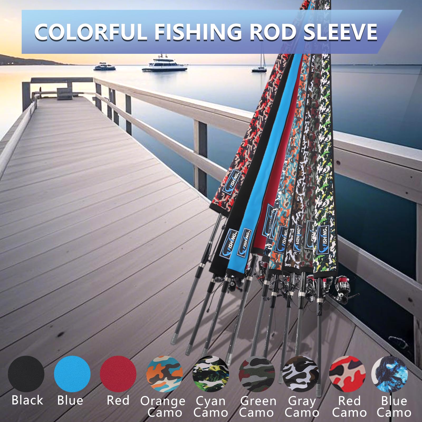 Snapklik.com : KPEPIX Lightproof Neoprene Fishing Rod Sleeve - Fishing ...