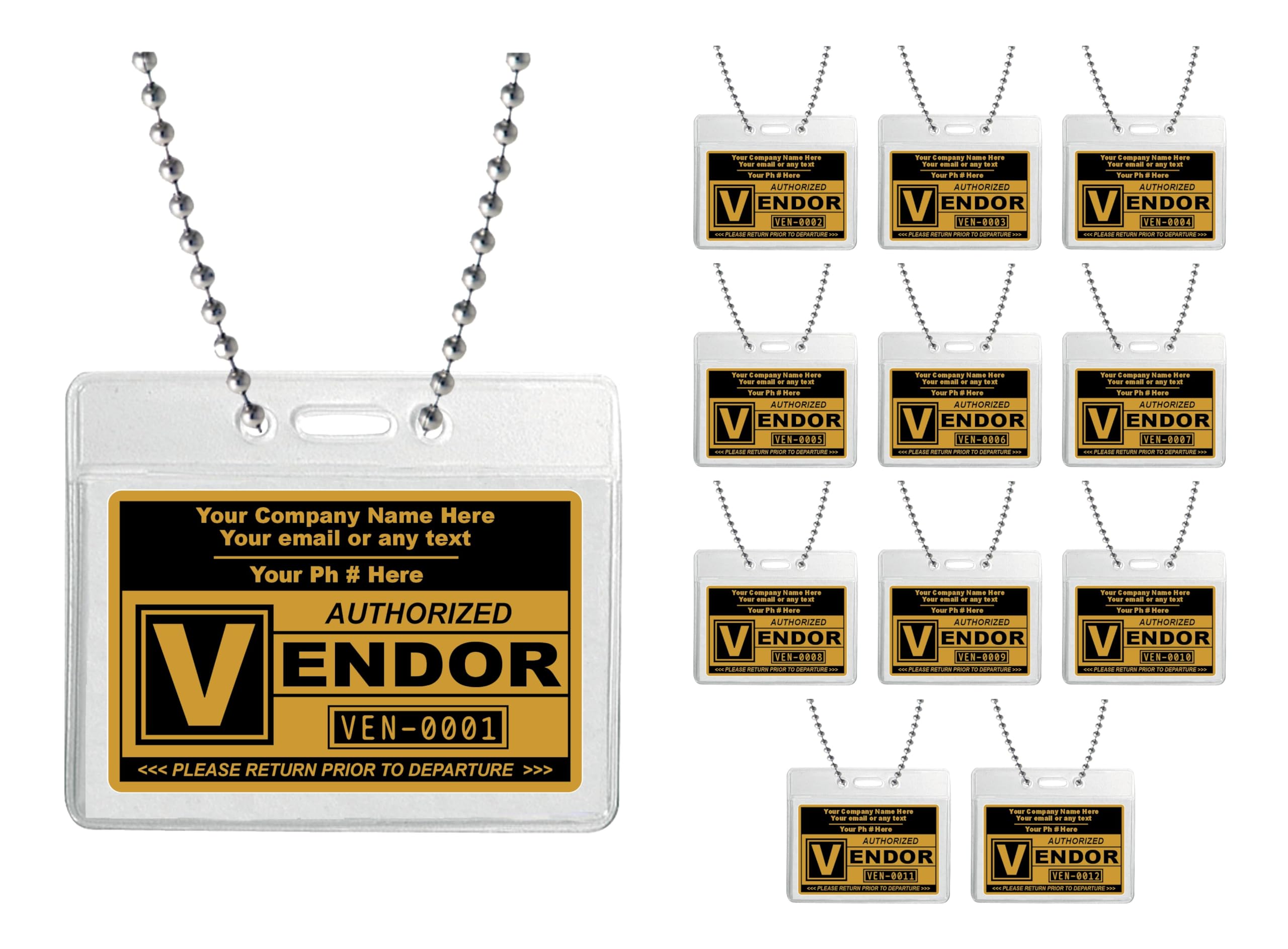 Amazon.com : Vendor Pass Badges - (Customizable) - PVC Plastic