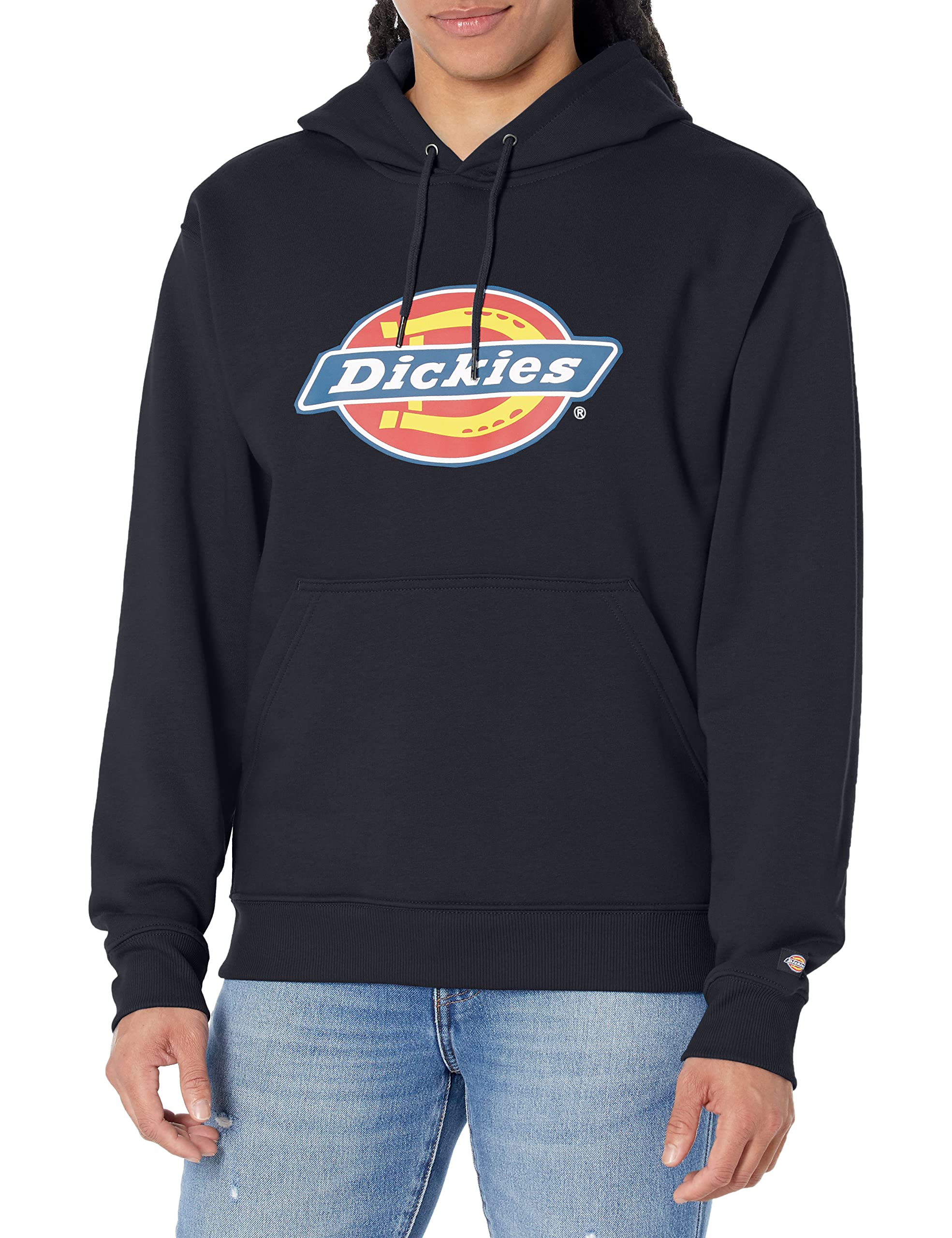 Dickies Men's Dark Navy Tricolor Dwr Pullover Fleece Hooded Sweatshirt, L
