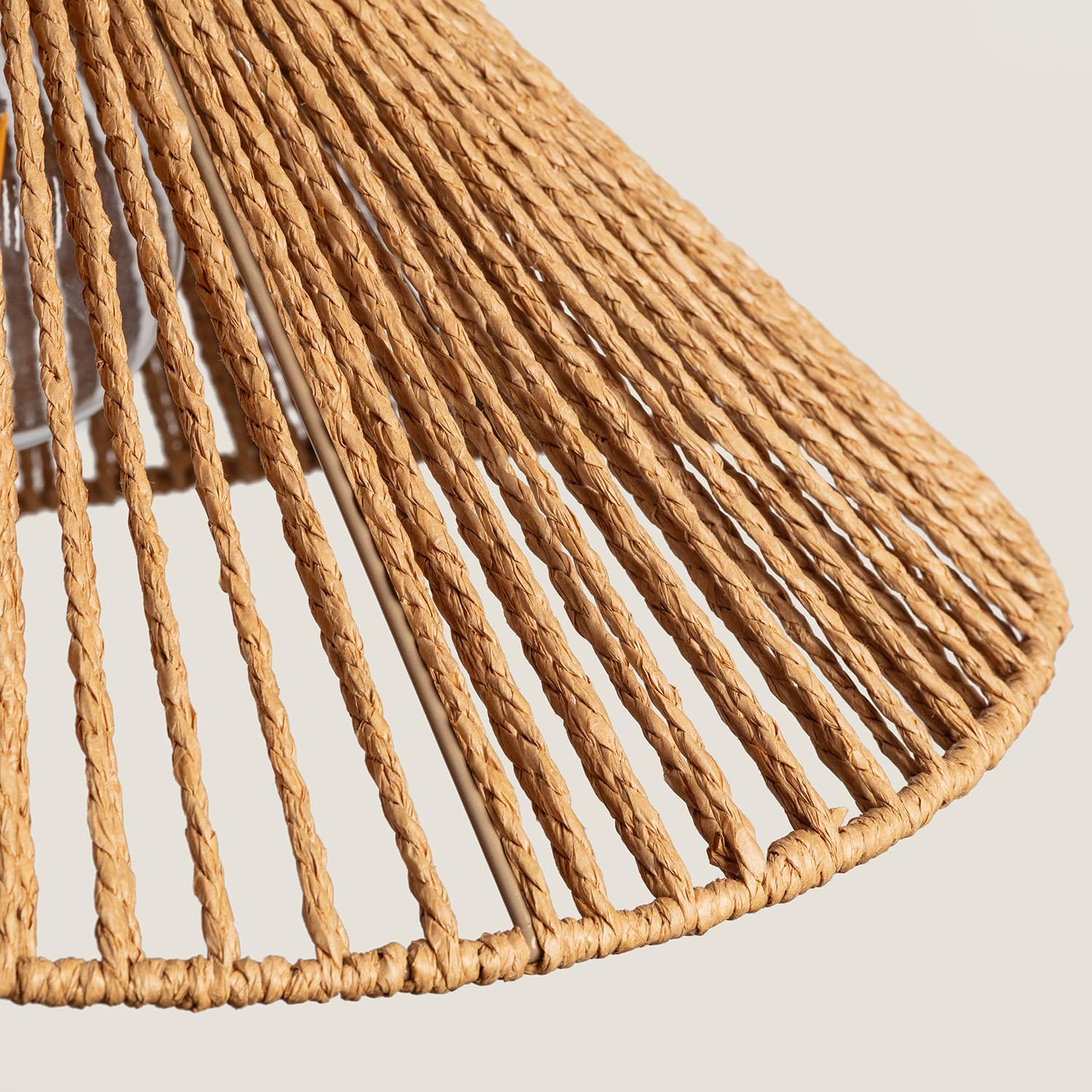 LEDKIA Lámpara Colgante Papel Trenzado Mikah Ø450 Marrón | Diseño Moderno y Funcional | Diámetro Ø45 cm | Ideal para Salón; Dormitorio | Fácil Instalación | Luz Suave
