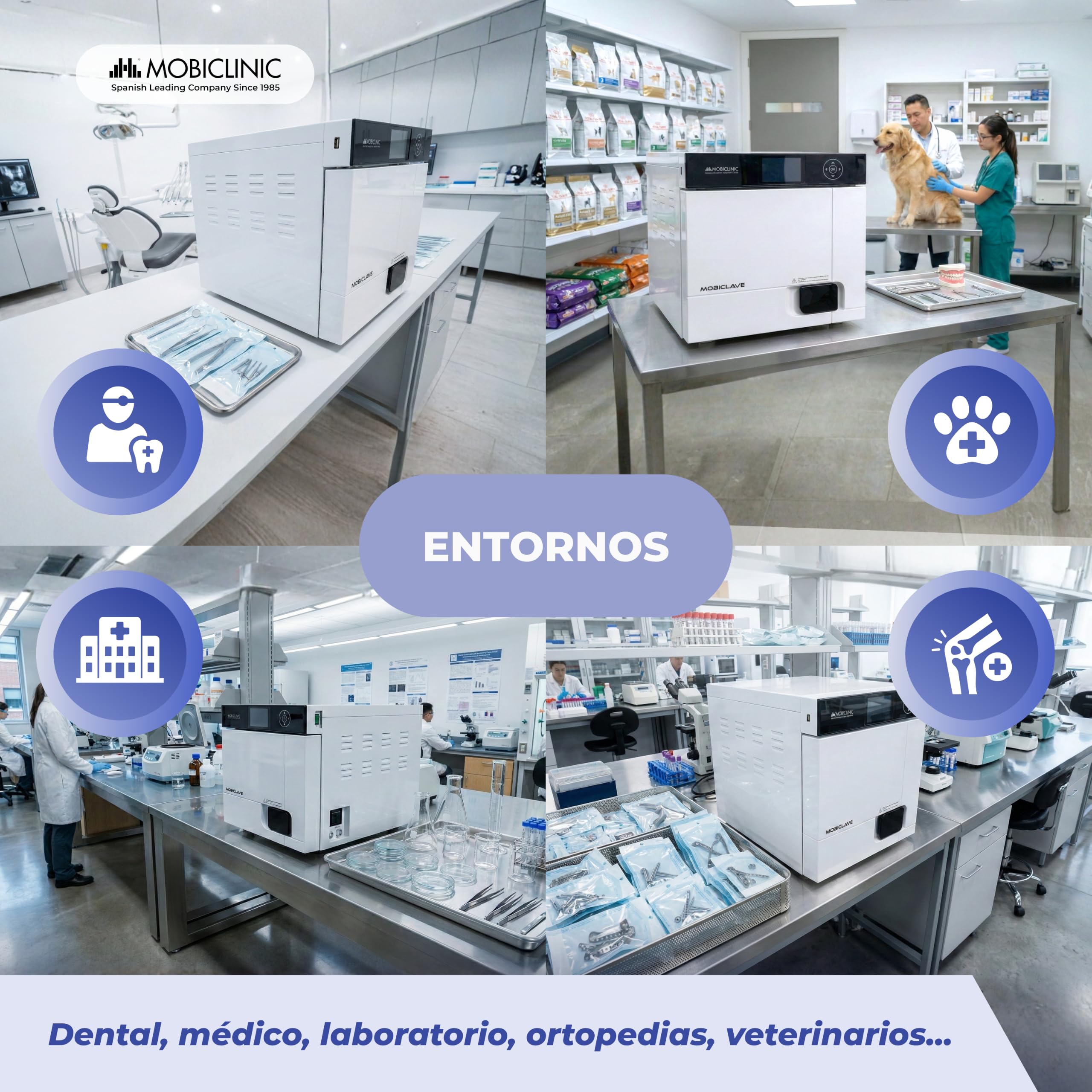 Mobiclinic®, Autoclave Profesional, Esterilizador Autoclave de Vapor 17L, Desinfecta al 99% con Cobertura 360º, 6 Ciclos + Personalizado, Impresora, USB, SD, Clínicas y Laboratorios, MobiClave Plus
