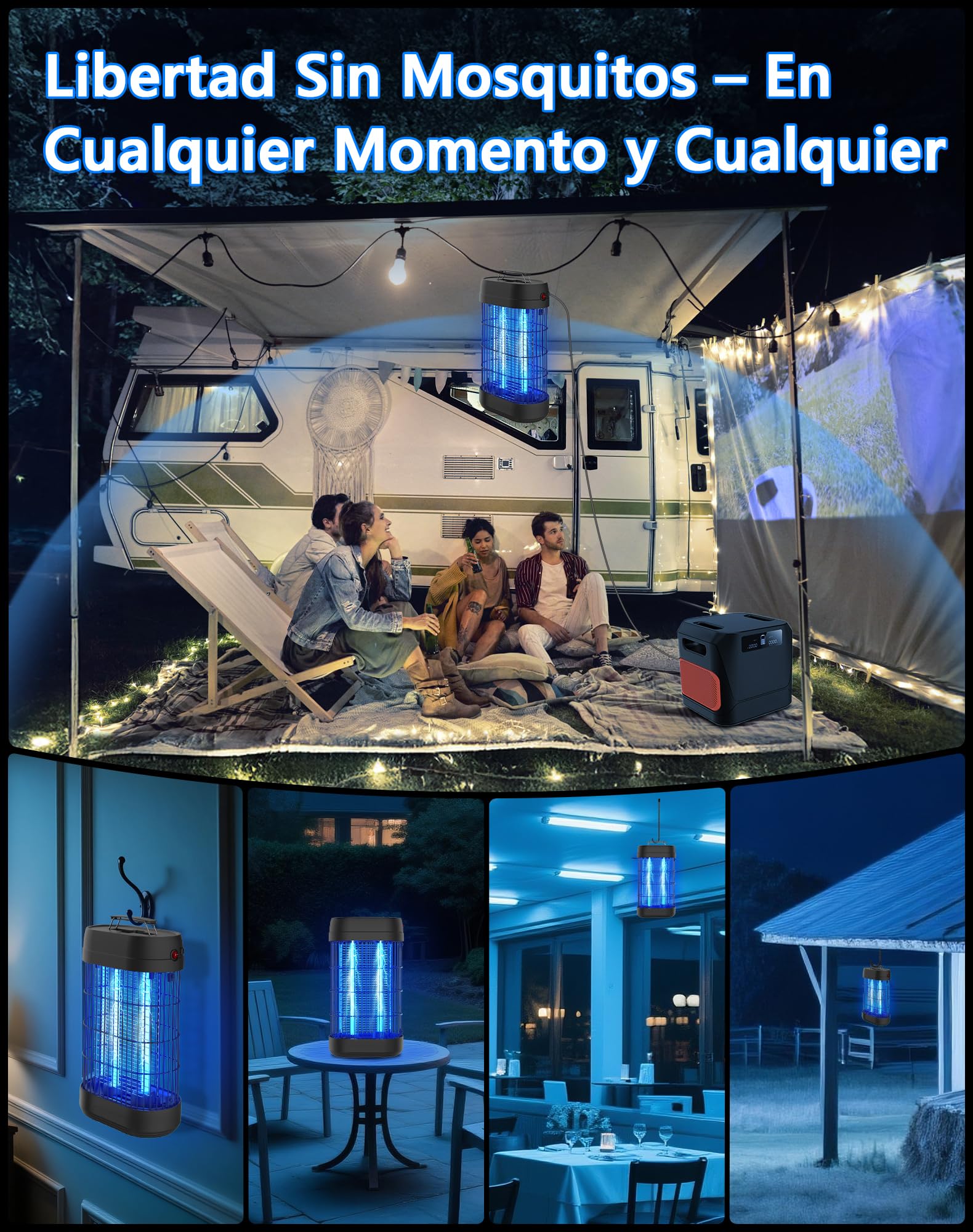 Lámpara Antimosquitos Eléctrica 18W, Mata Moscas y Mosquitos Exterior e Interior, Cobertura 80m², Trampa de Luz UV 365nm para Insectos, Polillas, Ideal para Jardín, Terraza, Camping y Hogar