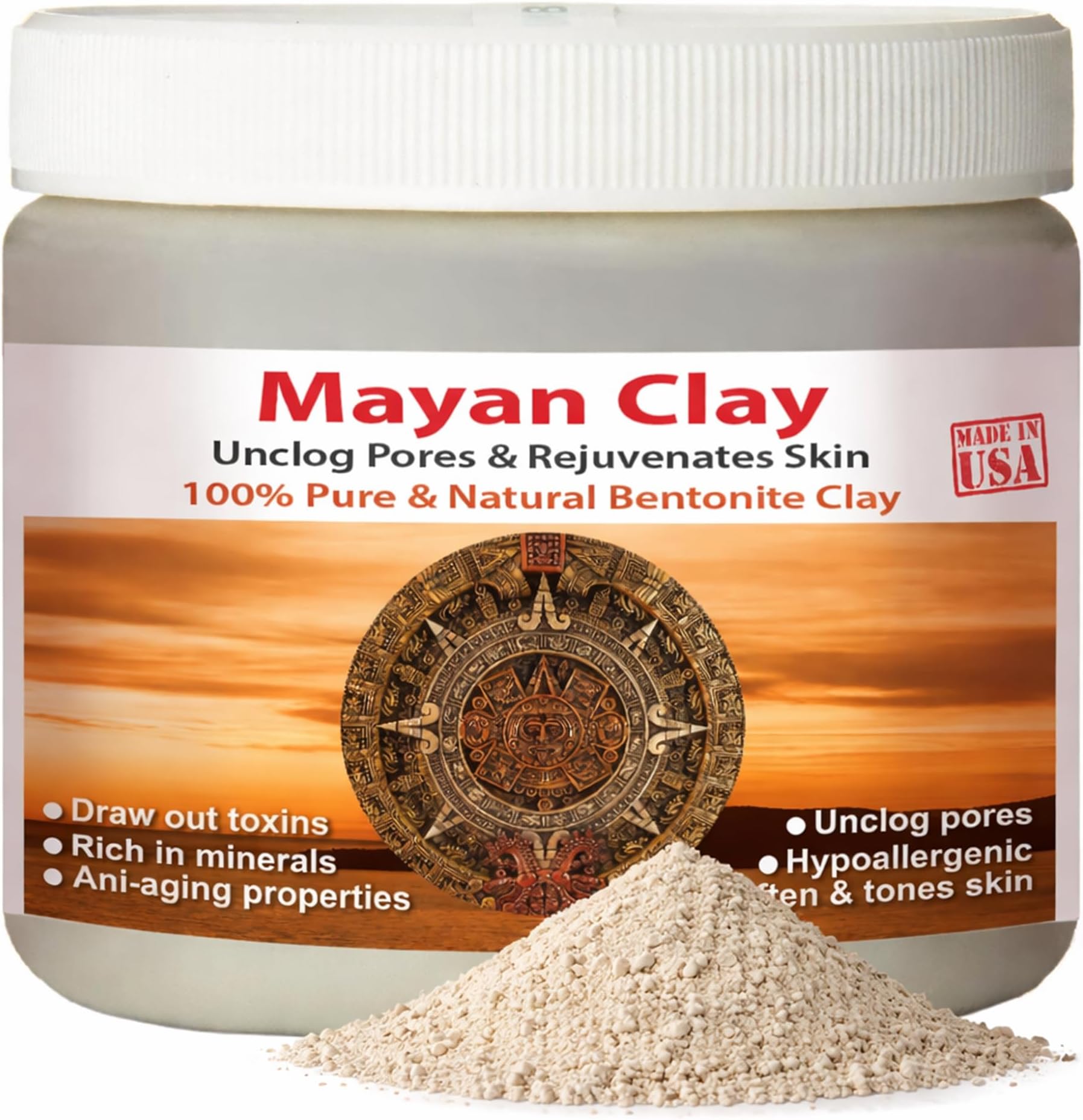 Suomibros.inc Mayan Secret - Indian Healing Clay - Deep Pore Cleansing Facial & Healing Body Mask | The Original 100% Natural Calcium Bentonite Clay (4 oz (Travel size))