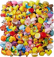 ValenLyra 100 Pack Assorted 2.3" Rubber Ducks for Jeep Ducking, Bath Toys, Party Favors & Kids - Bulk Floating Ducks with Storage Bag