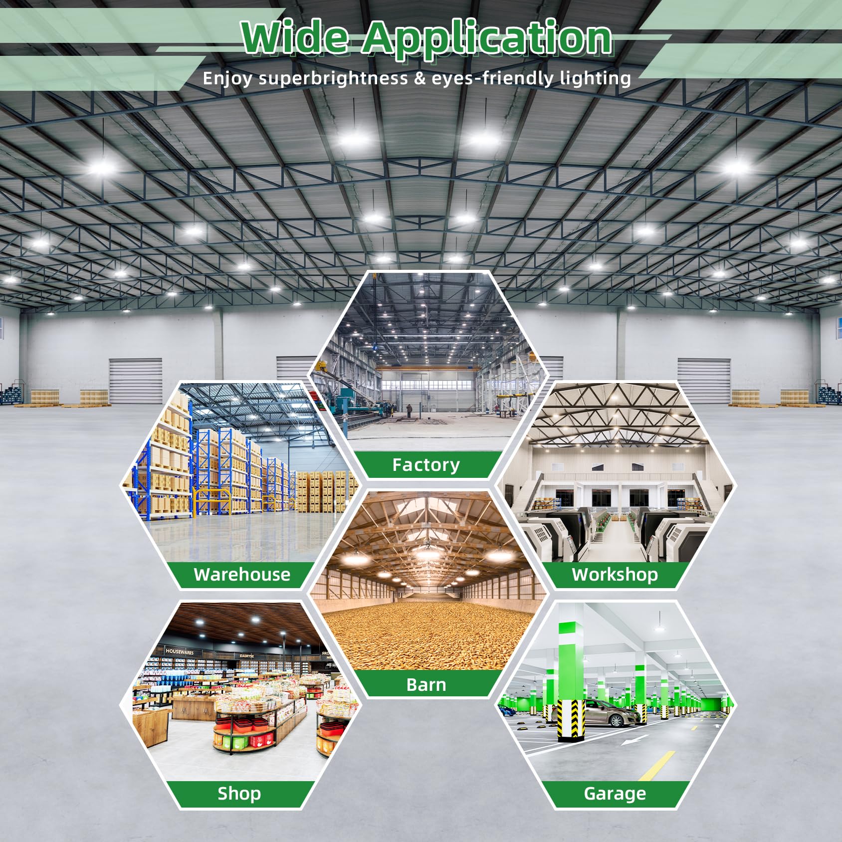 9 Pack UFO LED High Bay Light 300W 240W 200W Adjustable 3 Color Brightness Adjustable 0-10V Dimmable DLC — view 9