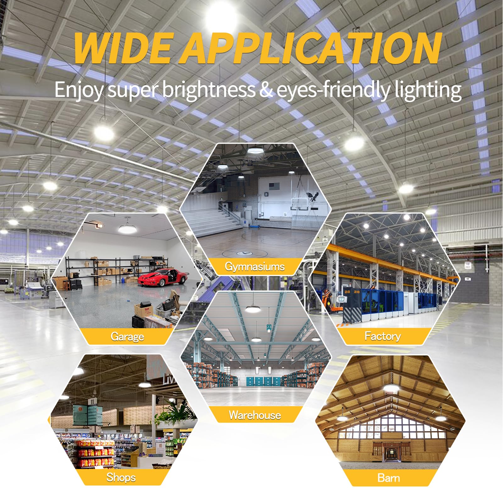 16 Pack UFO LED High Bay Lights with Reflector 6 Pack 200W and 10 Pack 155W 5000K AC110-277V — view 6