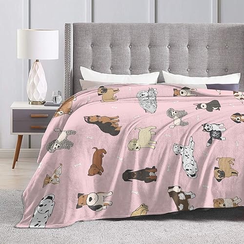Miniatura 4 de Perinsto Manta con diseño de perros lindos y cálida, ultra suave y cálida para todas las estaciones, manta decorativa de forro polar para cama,