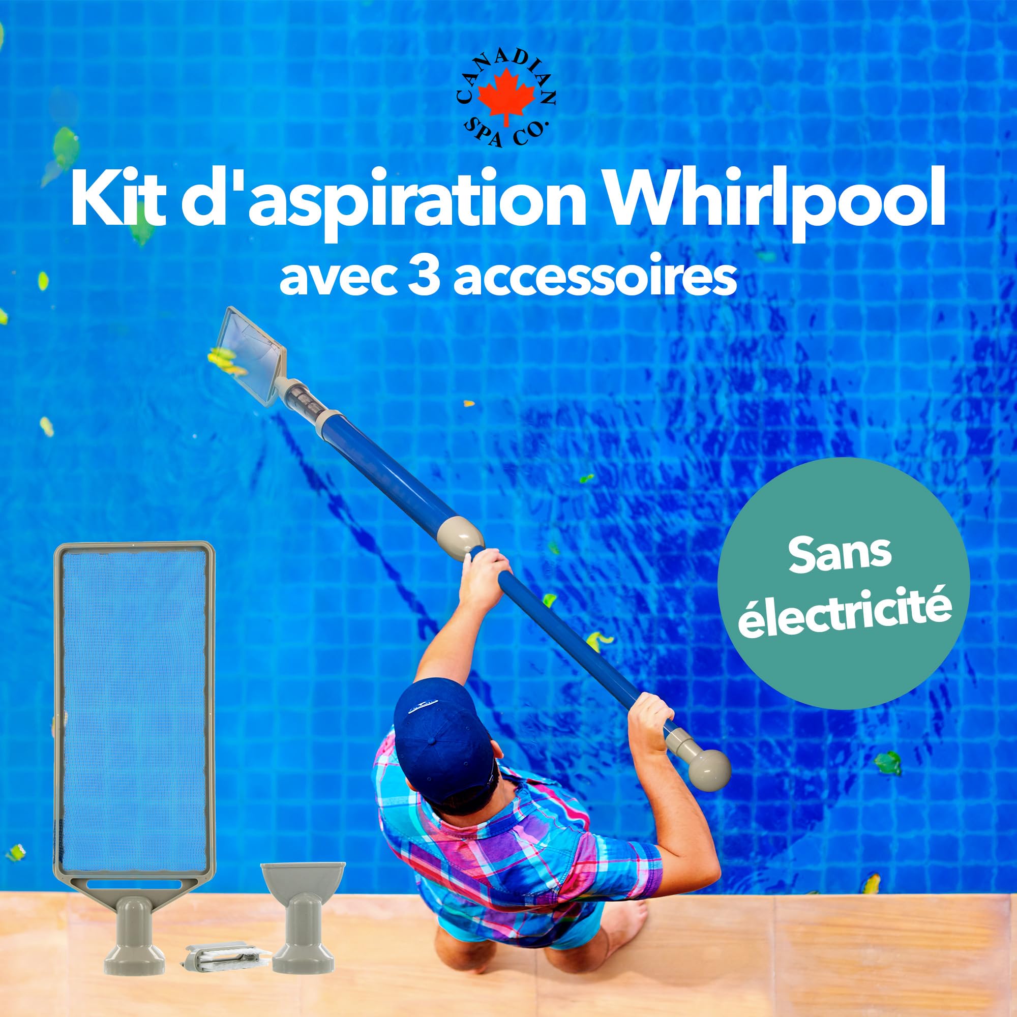 CANADIAN SPA CO. Whirl Pool Lot de 3 Embouts Aspirateur de Piscine sans Batterie et sans électricité, aspirateur de Sol léger et Portable, Nettoyage de Piscine