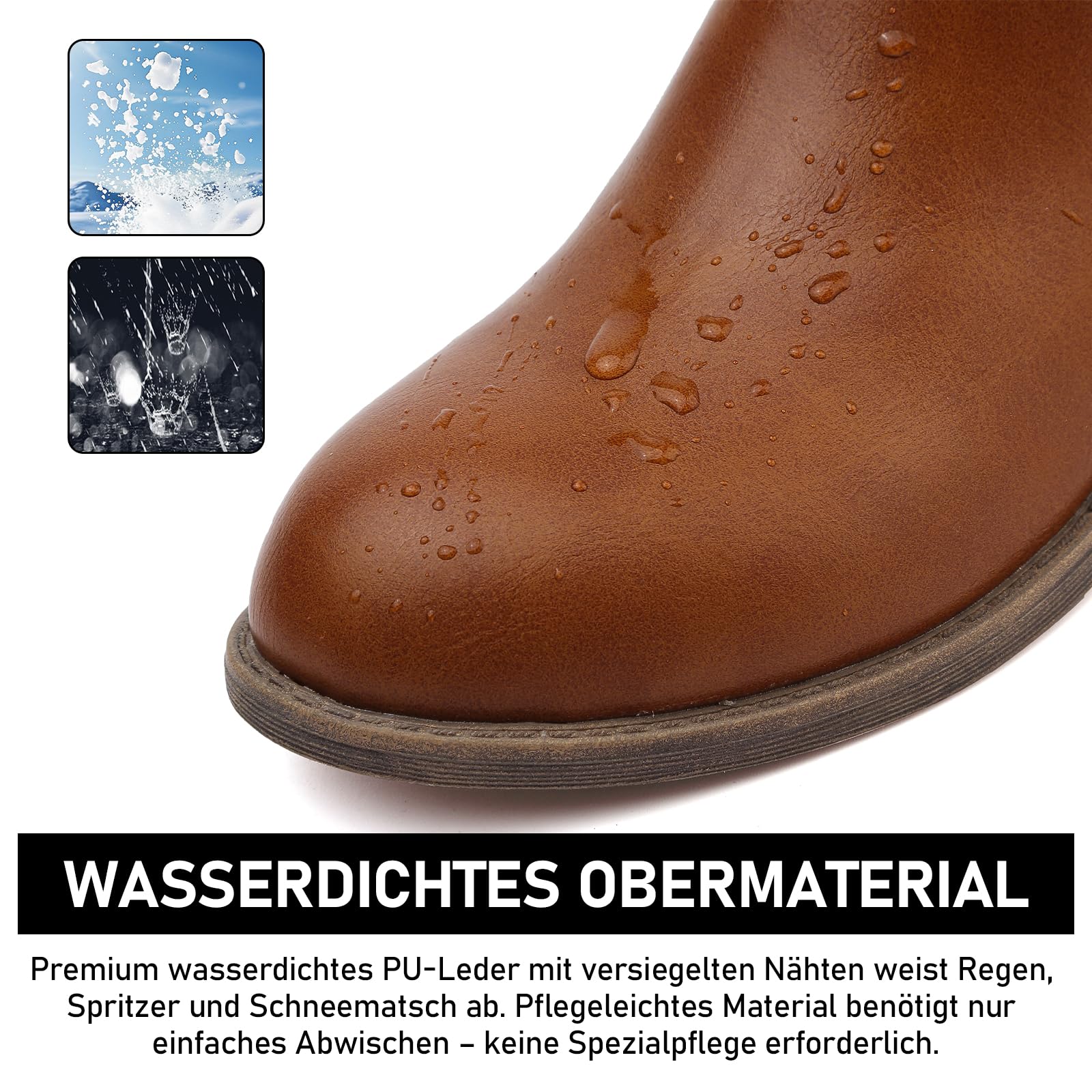 Stiefeletten Damen Knöchelstiefel Mit Reißverschluss Wasserdichte Leder Stiefeletten Stylische Chelsea Boots Mit Niedrigem Absatz Spitze Zehen Freizeitschuhe Herbst Winter Damenstiefel Schwarz Braun