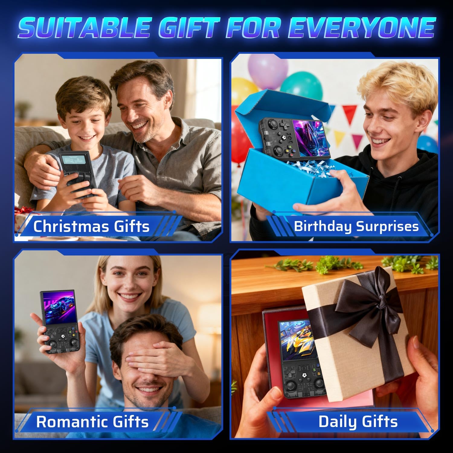 R36MAX Retro Handheld Game Console, 4.0 Inch IPS HD Screen Portable Retro Gaming Console, 1.5GHz CPU Support 30+ Emulator Console Video Game Console, 4000mAh Battery (64GB Black)