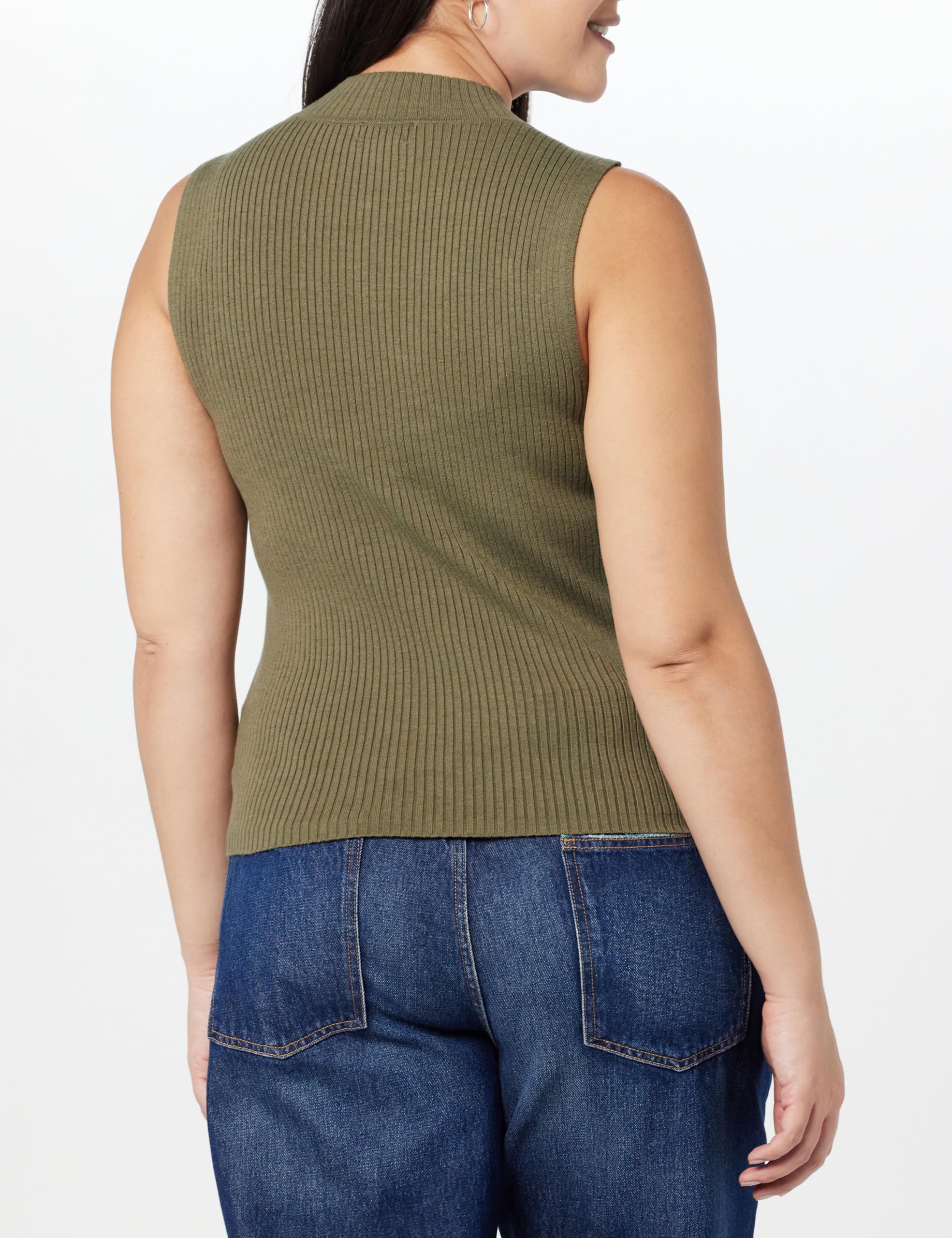 The Drop Women's Karolina Sleeveless Ribbed Mock-Neck Sweater