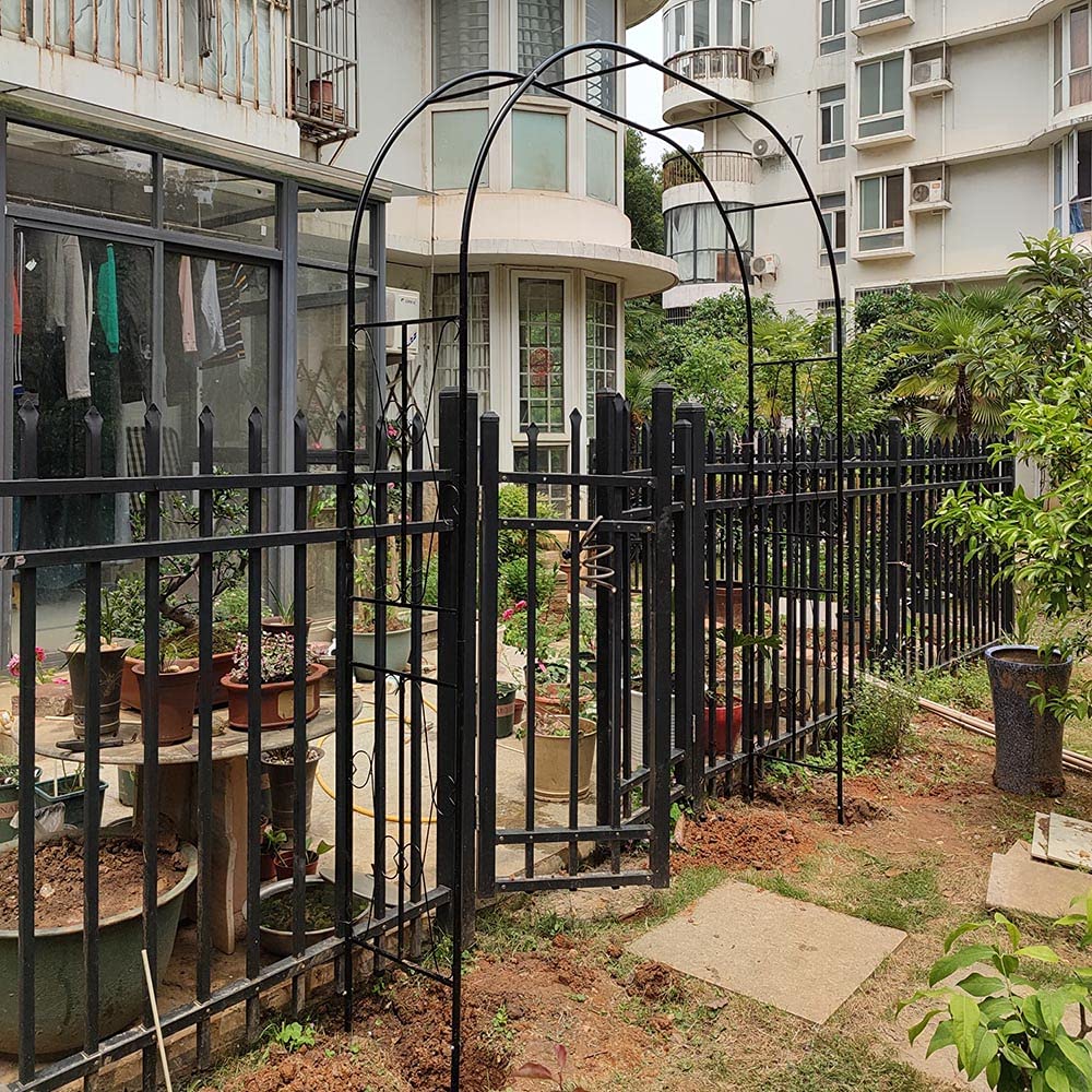 Grande arco da giardino in ferro per rose rampicanti e rampicanti, pergolato da esterno in metallo con arco di supporto, facile da montare per la decorazione del giardino