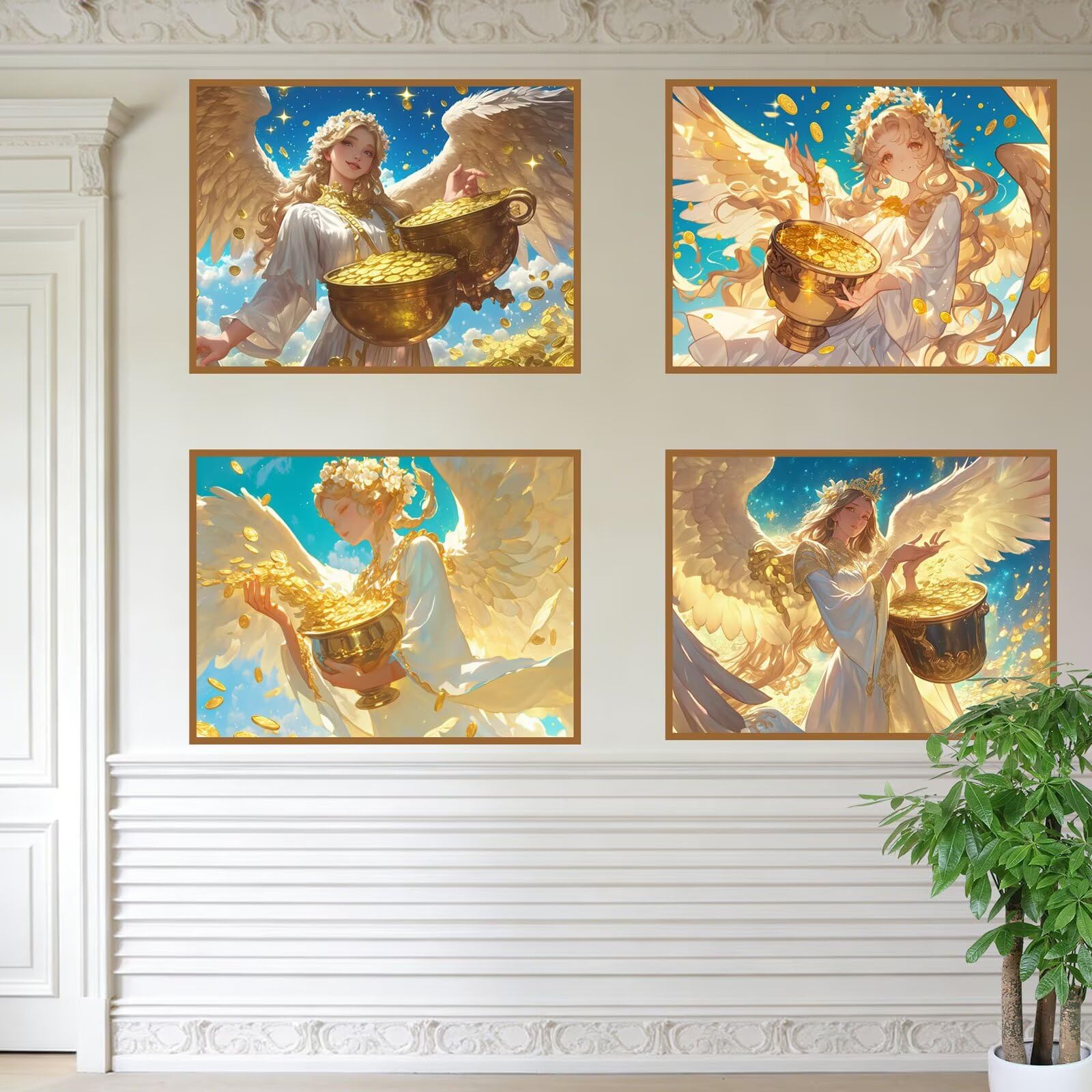 Malarstwo diamentowe krajobraz 120 x 100 cm kwadratowy obraz diamentowy 4 sztuki 2026 nowy zestaw do malowania diamentami 5D z akcesoriami, prezenty świąteczne, dekoracje świąteczne i noworoczne i