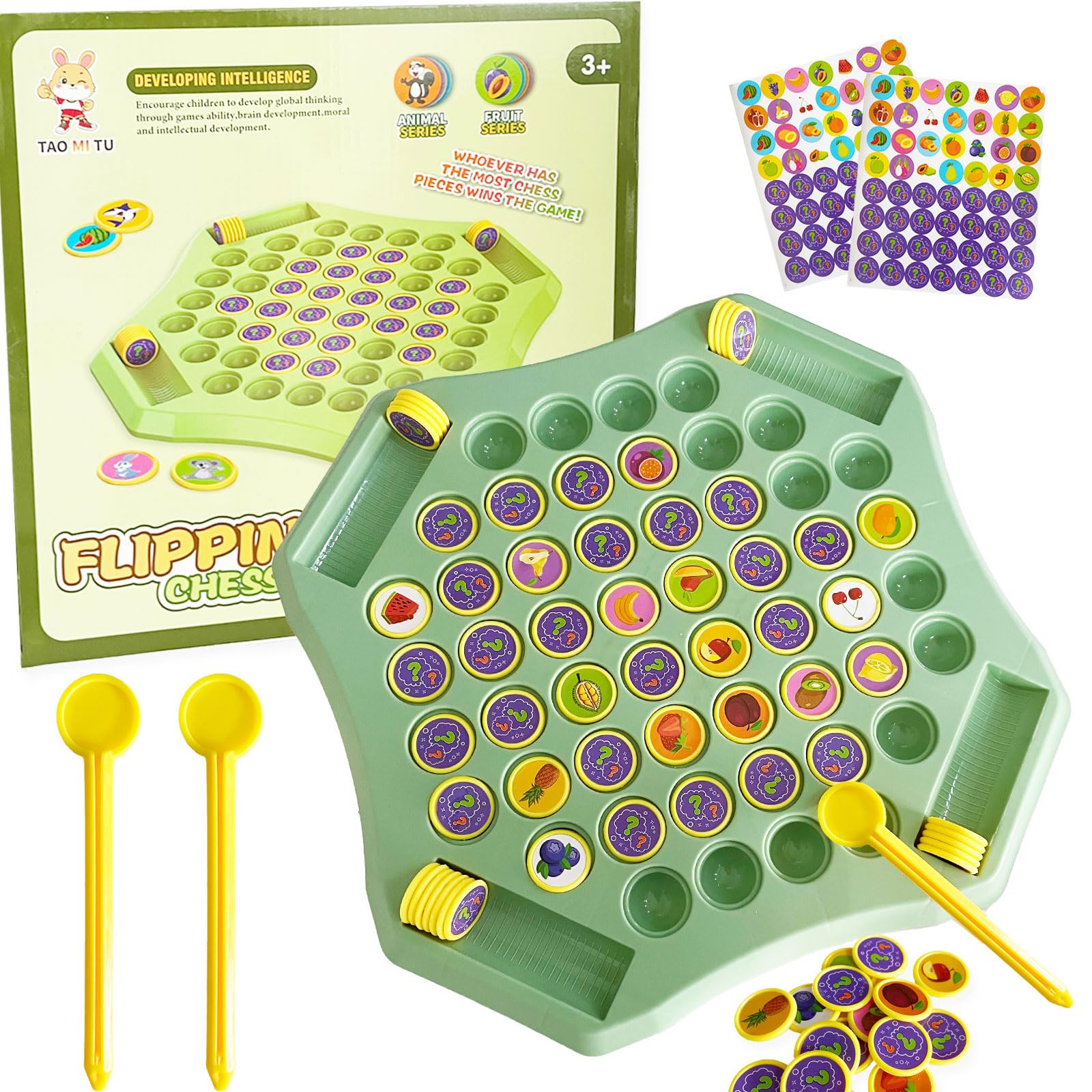 Photo 1 of 54PCS Fruit Flip Chess Memory Chess Game, Flip Match Board Game, for Kindergarten, Family, and Party Activities