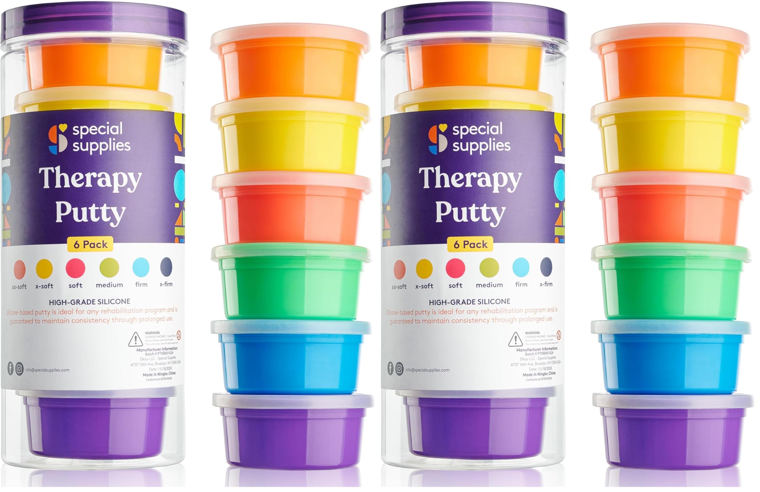Special Supplies Therapy Putty for Kids and Adults - Resistive Hand Exercise Stress Relief Therapy Putty Kit, Set of 6 Strengths, 3 Ounces of Each Putty