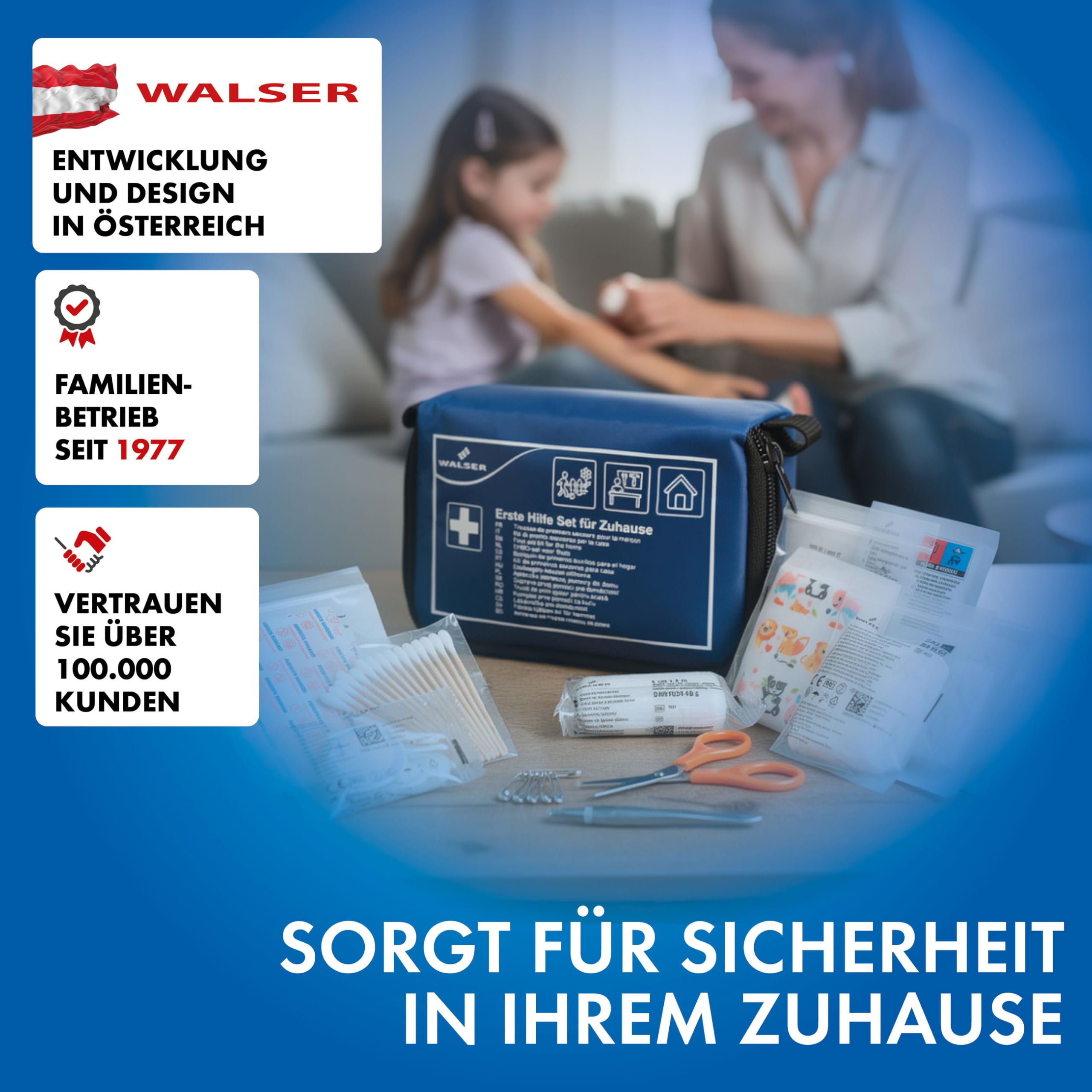 WALSER Premium mini apteczka pierwszej pomocy do domu, wodoodporna torba pierwszej pomocy 2026, poręczny zestaw awaryjny z 107 częściami, kompaktowy zestaw pierwszej pomocy, zestaw apteczki podróżnej