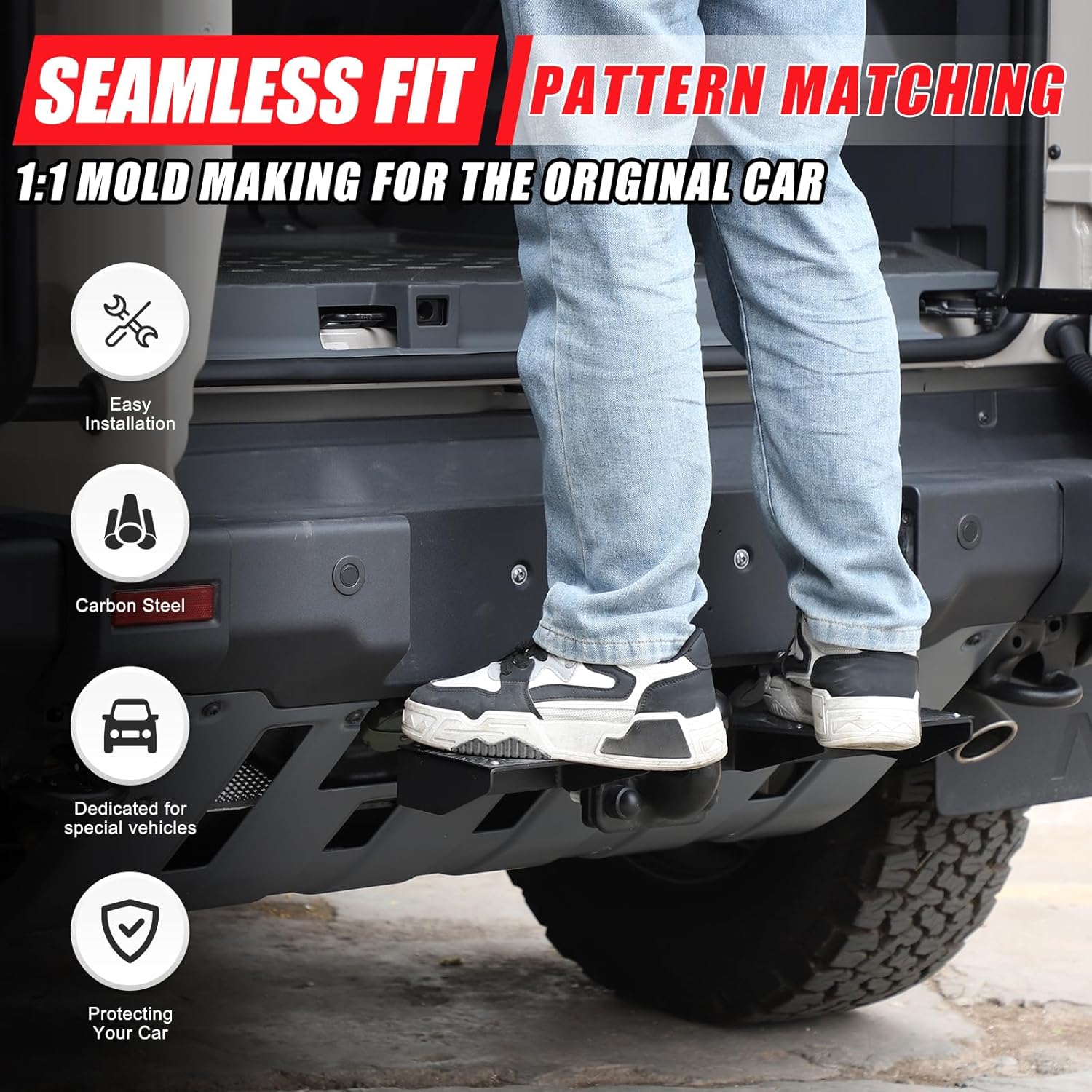 Tow Hitch Step Compatible with INEOS Grenadier 2020-2024, Heavy Duty Anti Slip and Rust Towing Bumper Guard Black Hitch Steps