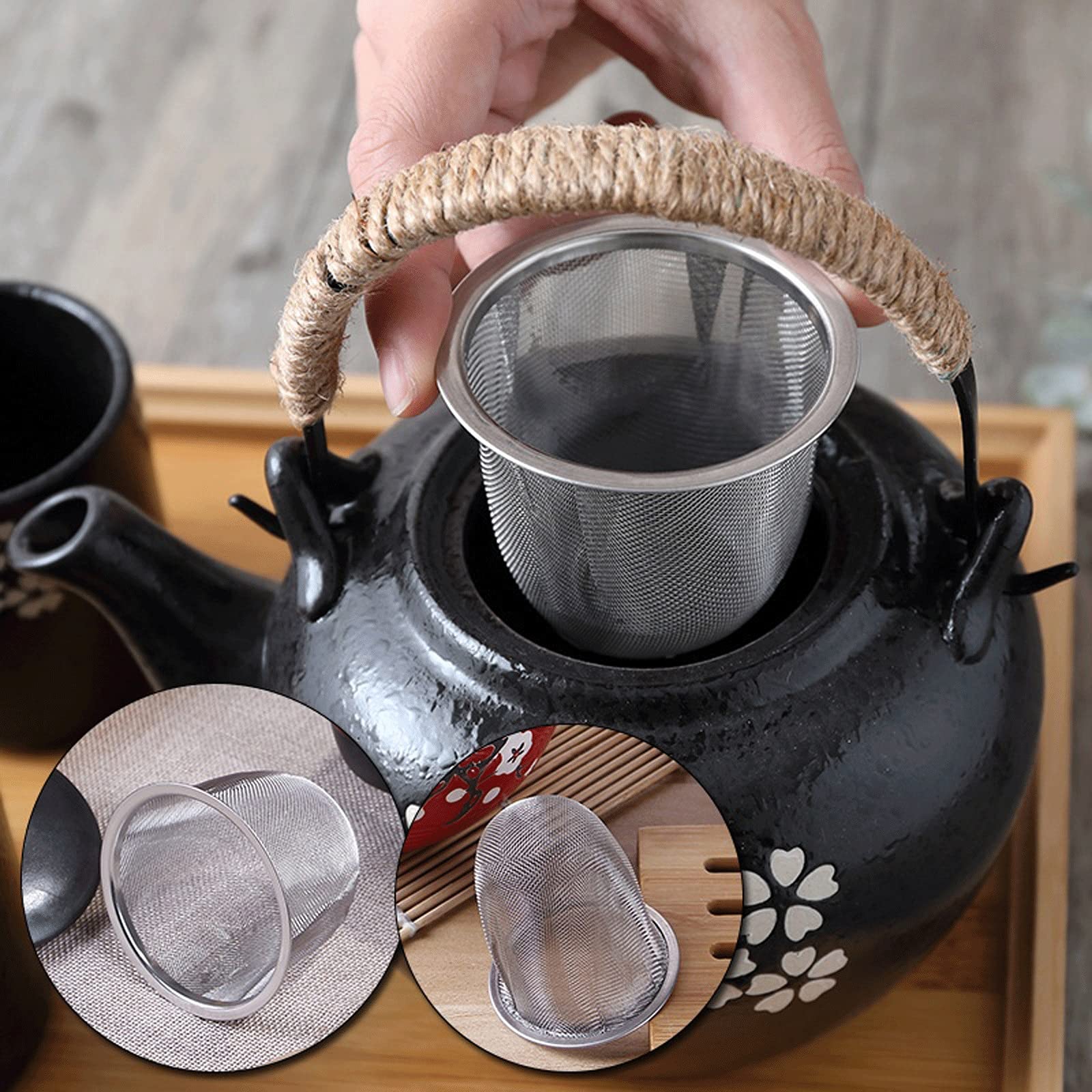 Colador de té de 5,1 a 9 cm de diámetro, reutilizable, de malla de acero inoxidable, infusor de té, tetera, filtro de especias, accesorios de cocina (9 cm)