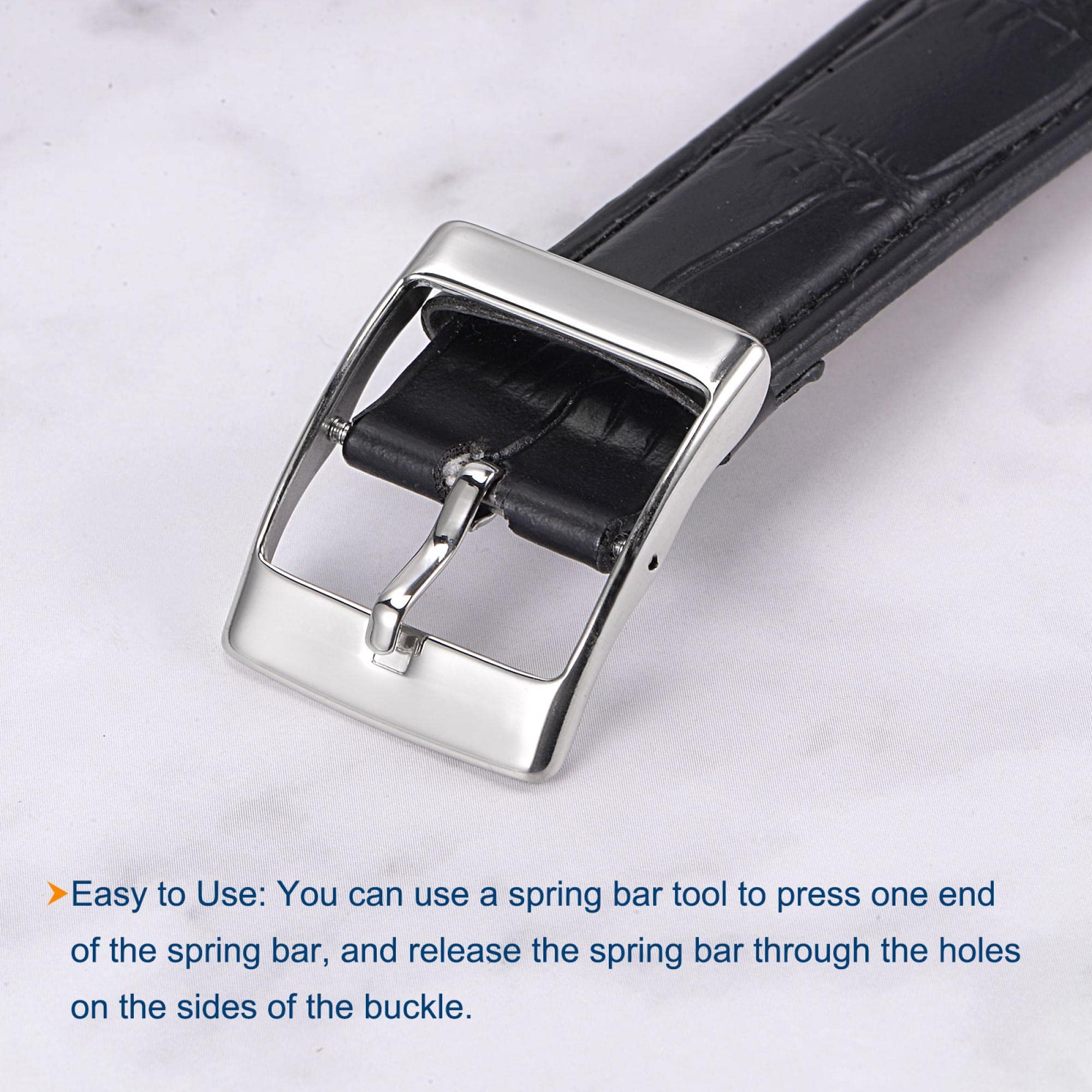 sourcing map Fermoir de Bracelet de Montre Remplacement Acier Inox Poli Argenté PVD Boucle pour 14mm Largeur Montre Bracelets avec Ressort Barre