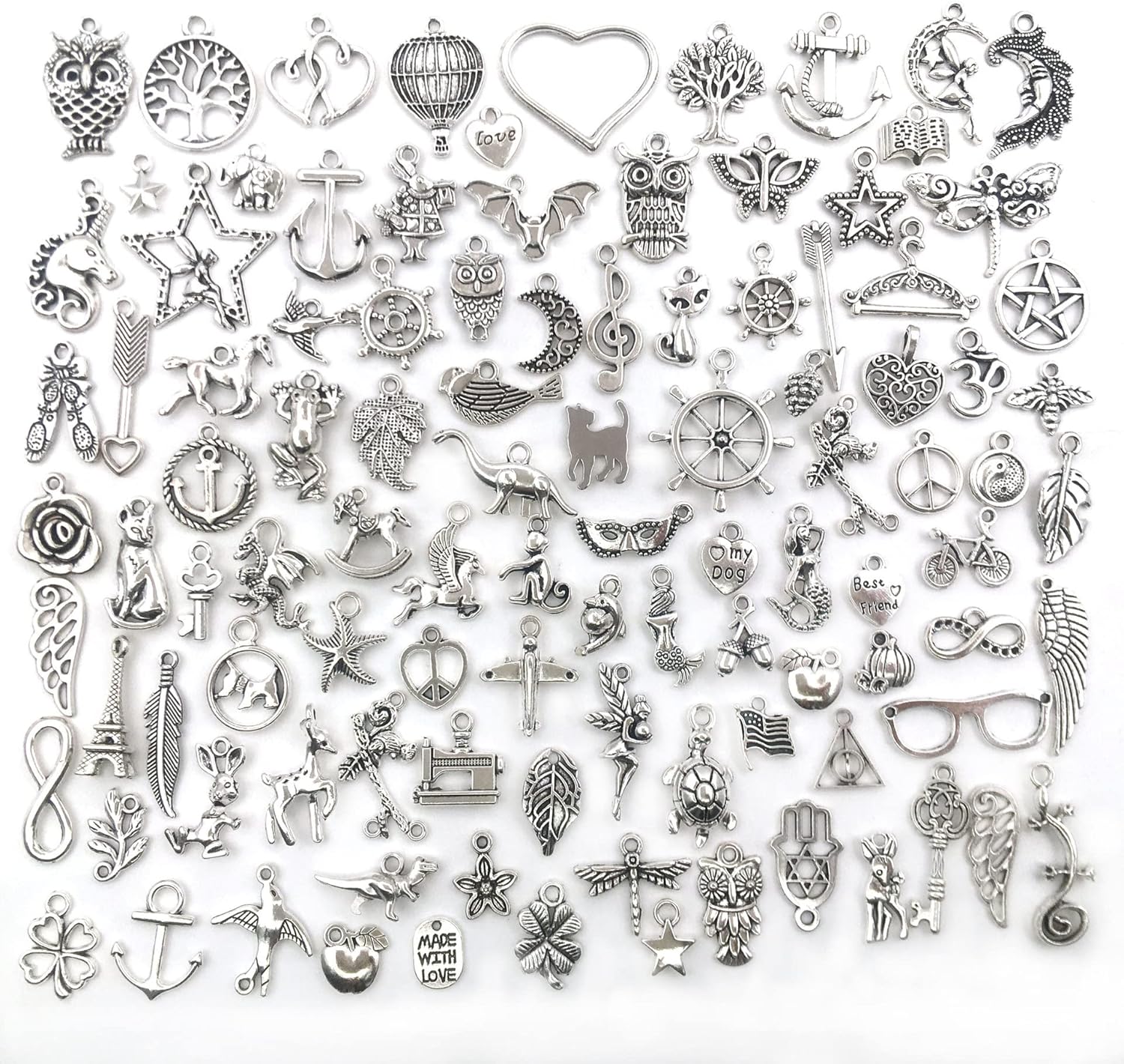 Small Antique Silver Charms Pendants,Mixed Jewelry Making Silver Charms,Silver Charms Mixed