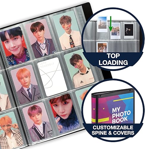 Miniatura 4 de Samsill Polaroid Álbum para fotos Instax Mini, tarjeta fotográfica Kpop y tarjetas deportivas, 2 bolsillos de carga superior de 3 pulgadas con